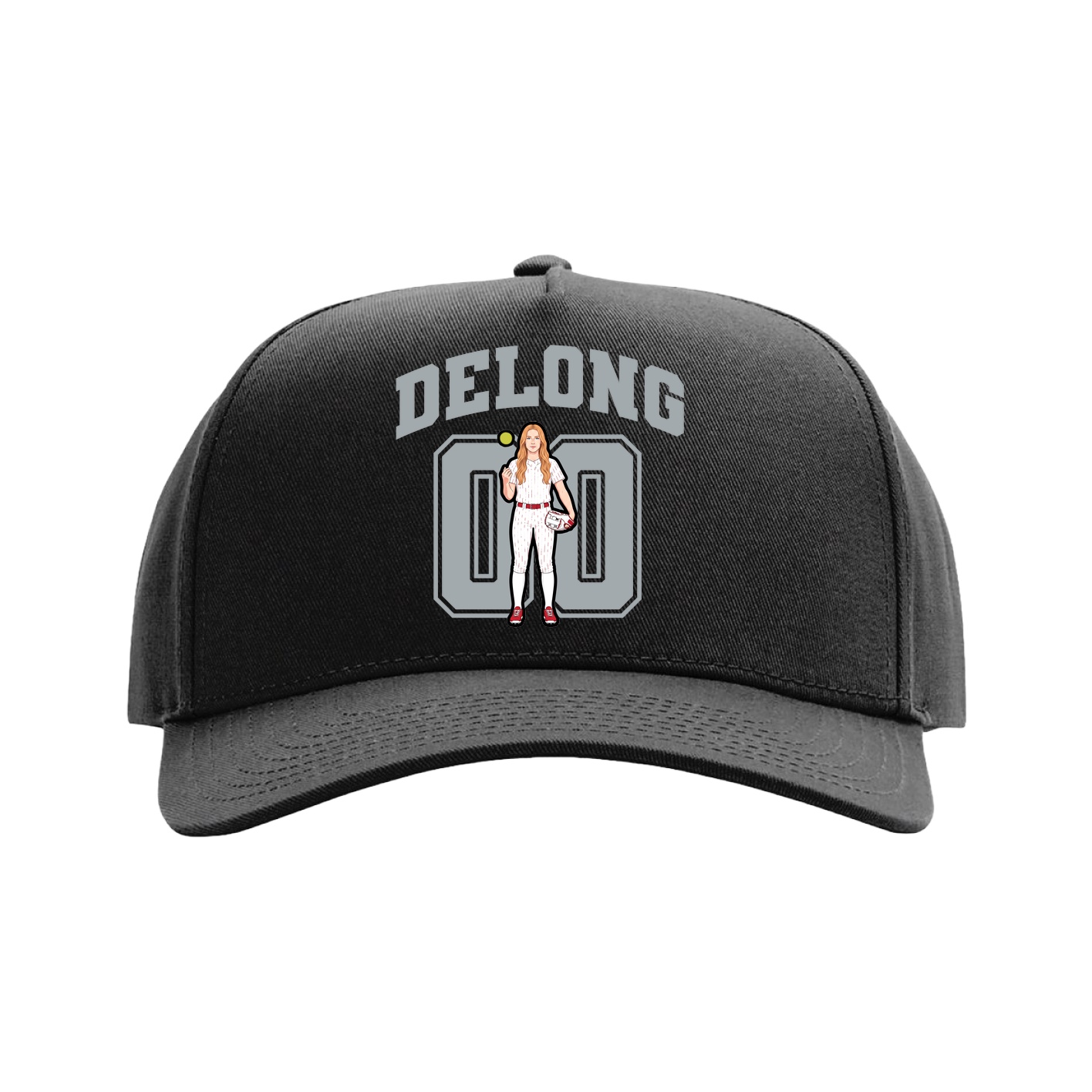 Full Fabric Five-Panel Champ Cap — Number in Black