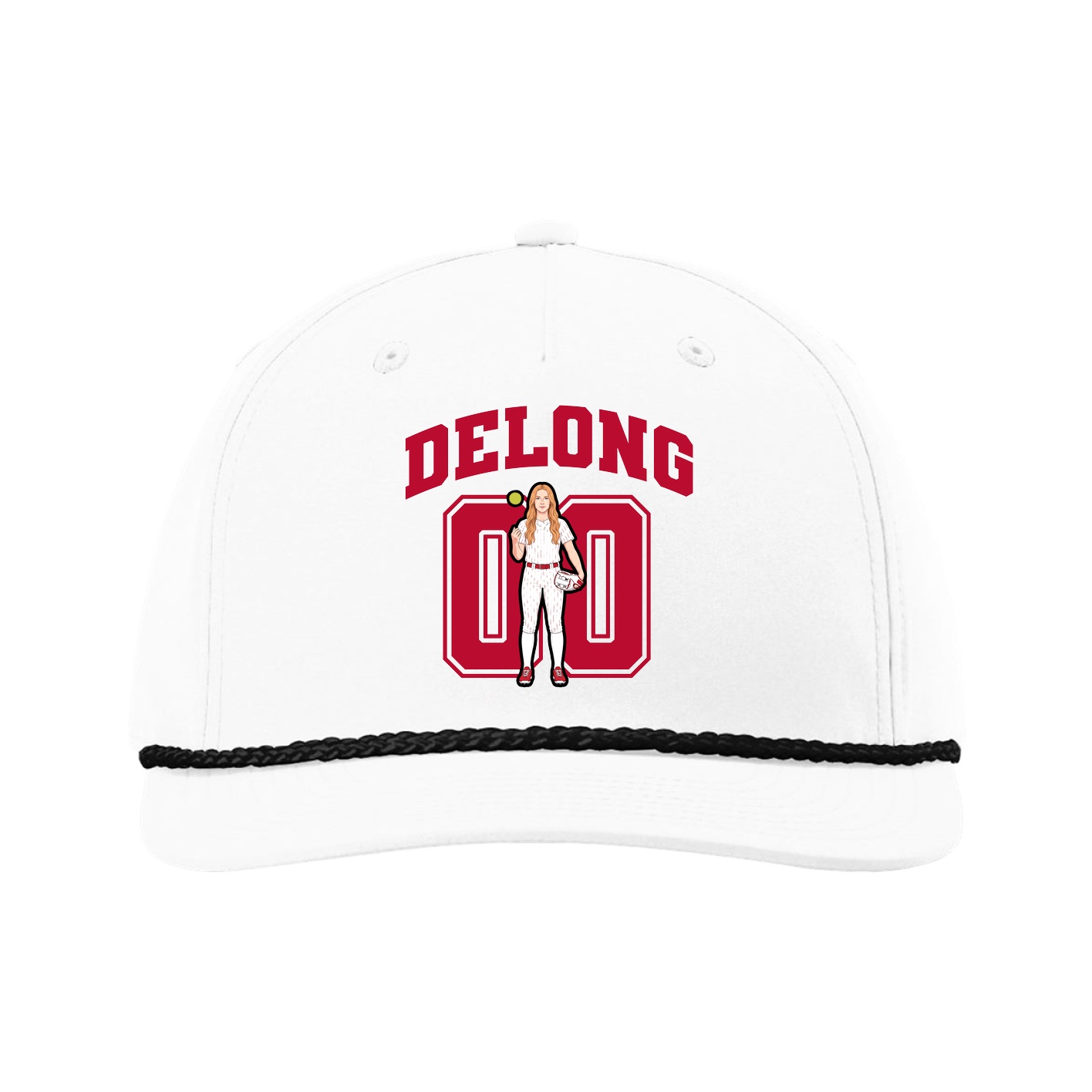 Five-Panel Classic Rope Cap — Number in White
