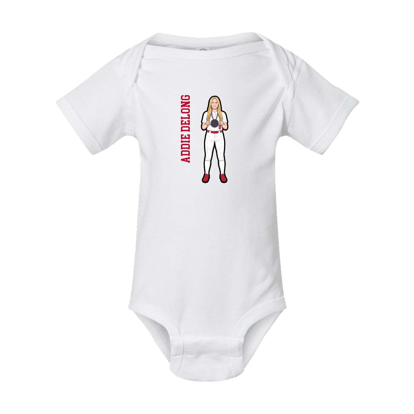 Baby Onesie — Name Vertical in White
