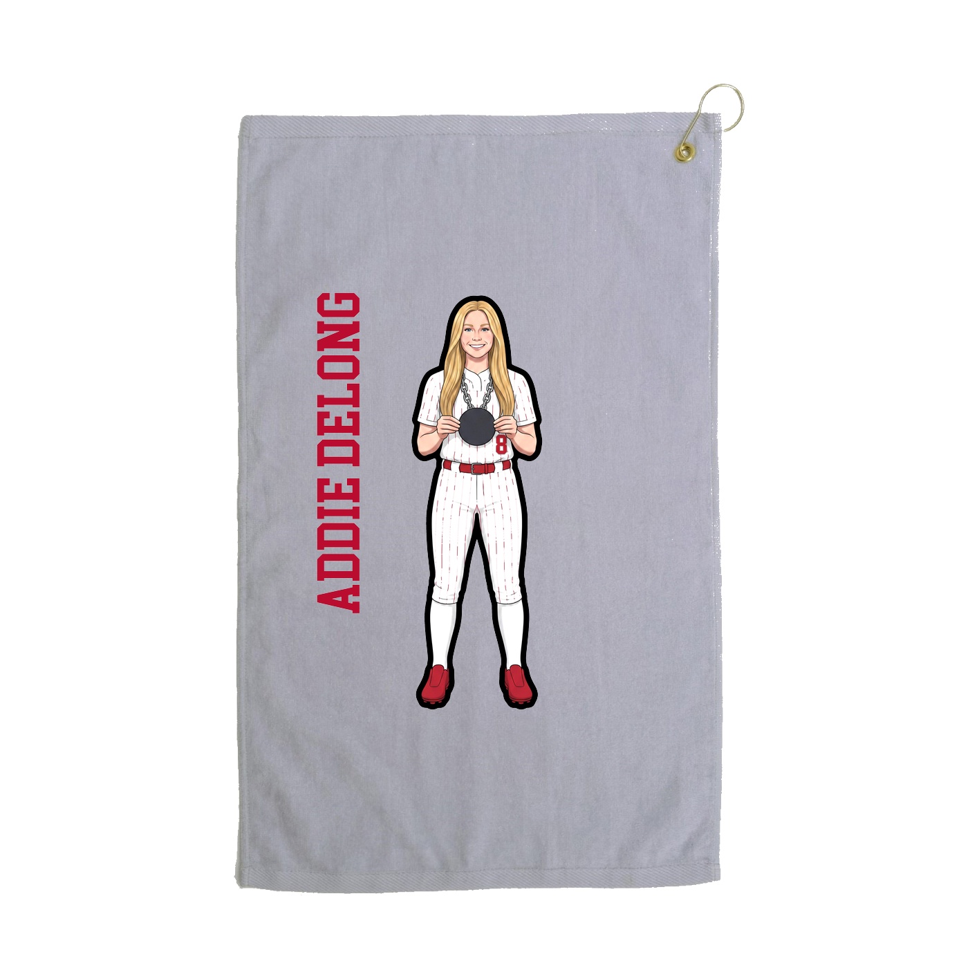 Golf Towel — Name Vertical in Grey