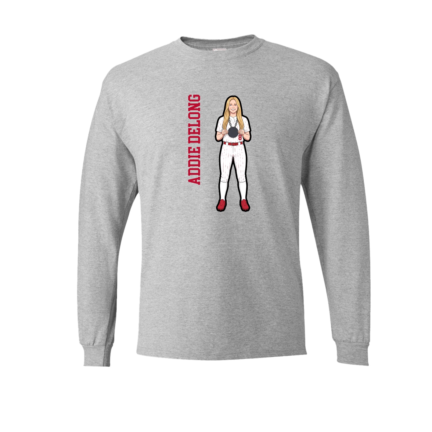 Long Sleeve Tee — Name Vertical in Grey