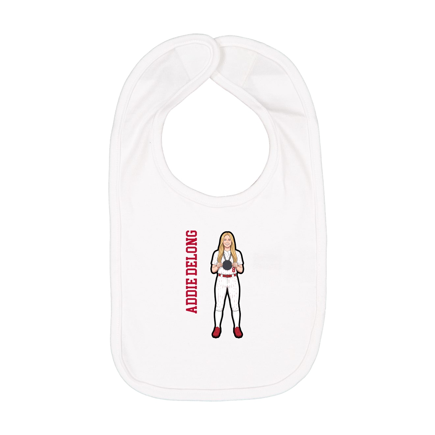 Infant Bib — Name Vertical in White