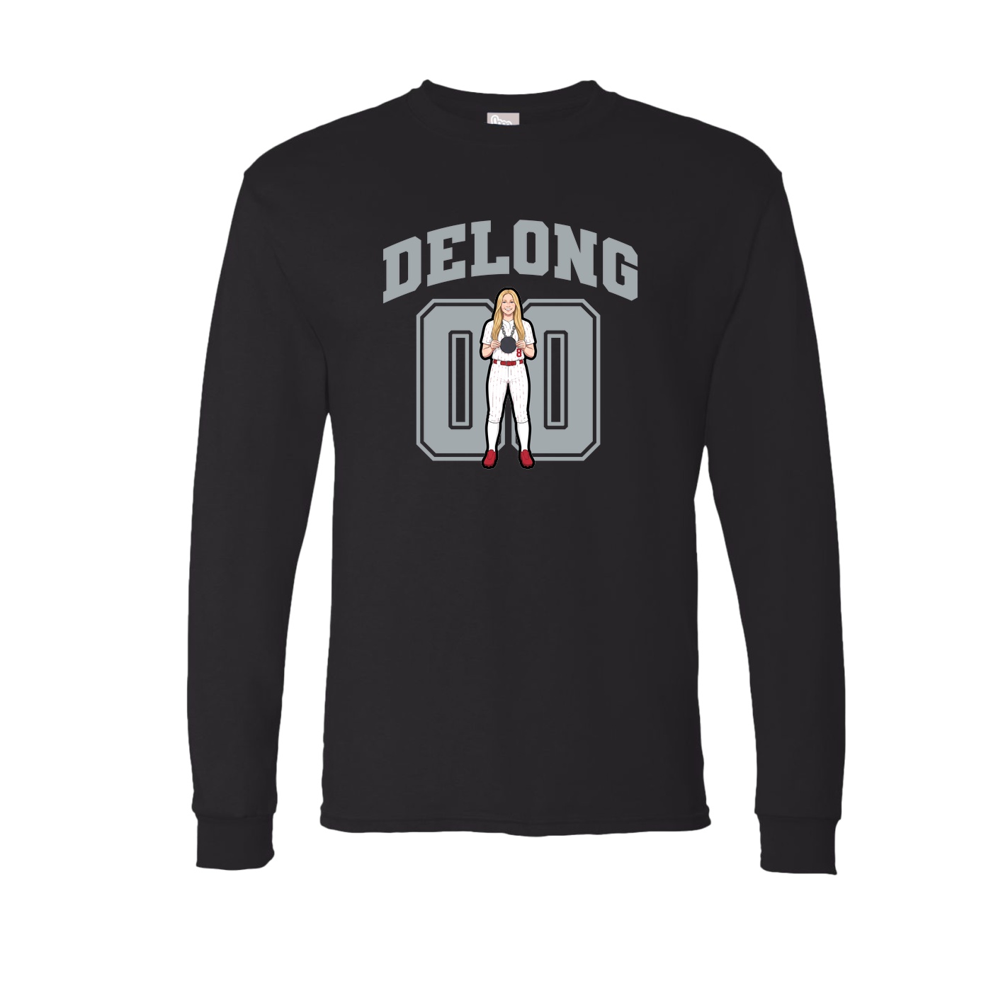 Long Sleeve Tee — Number in Black