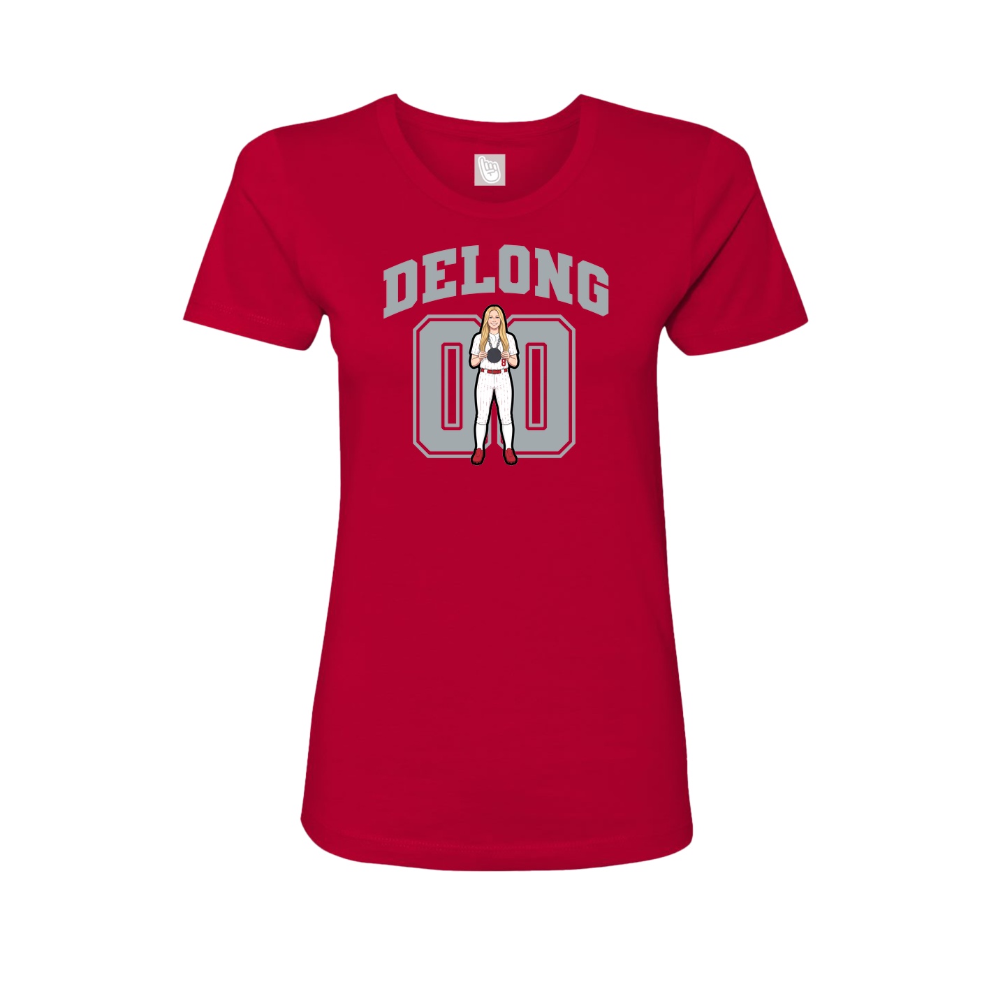 Fitted Women's Tee — Number in Red