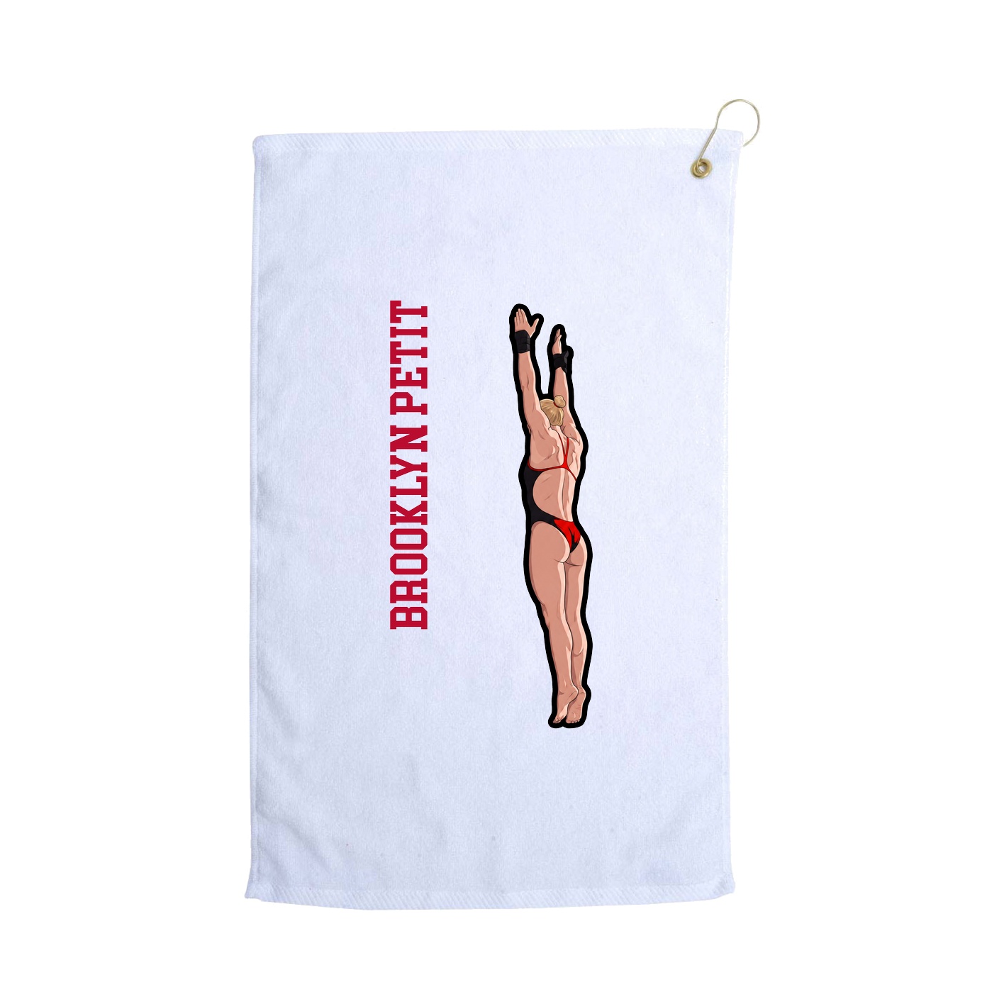 Golf Towel — Name Vertical in White