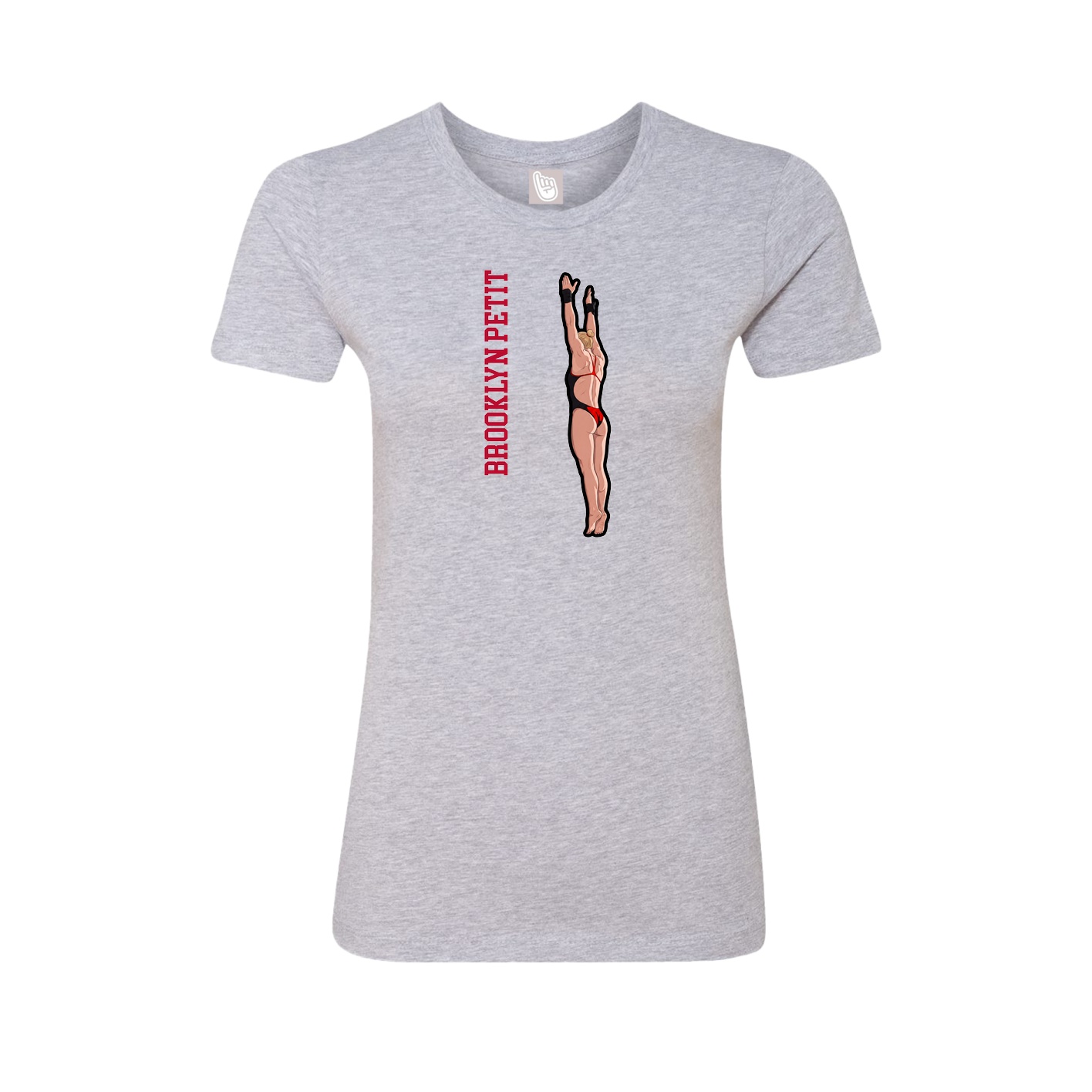 Fitted Women's Tee — Name Vertical in Grey