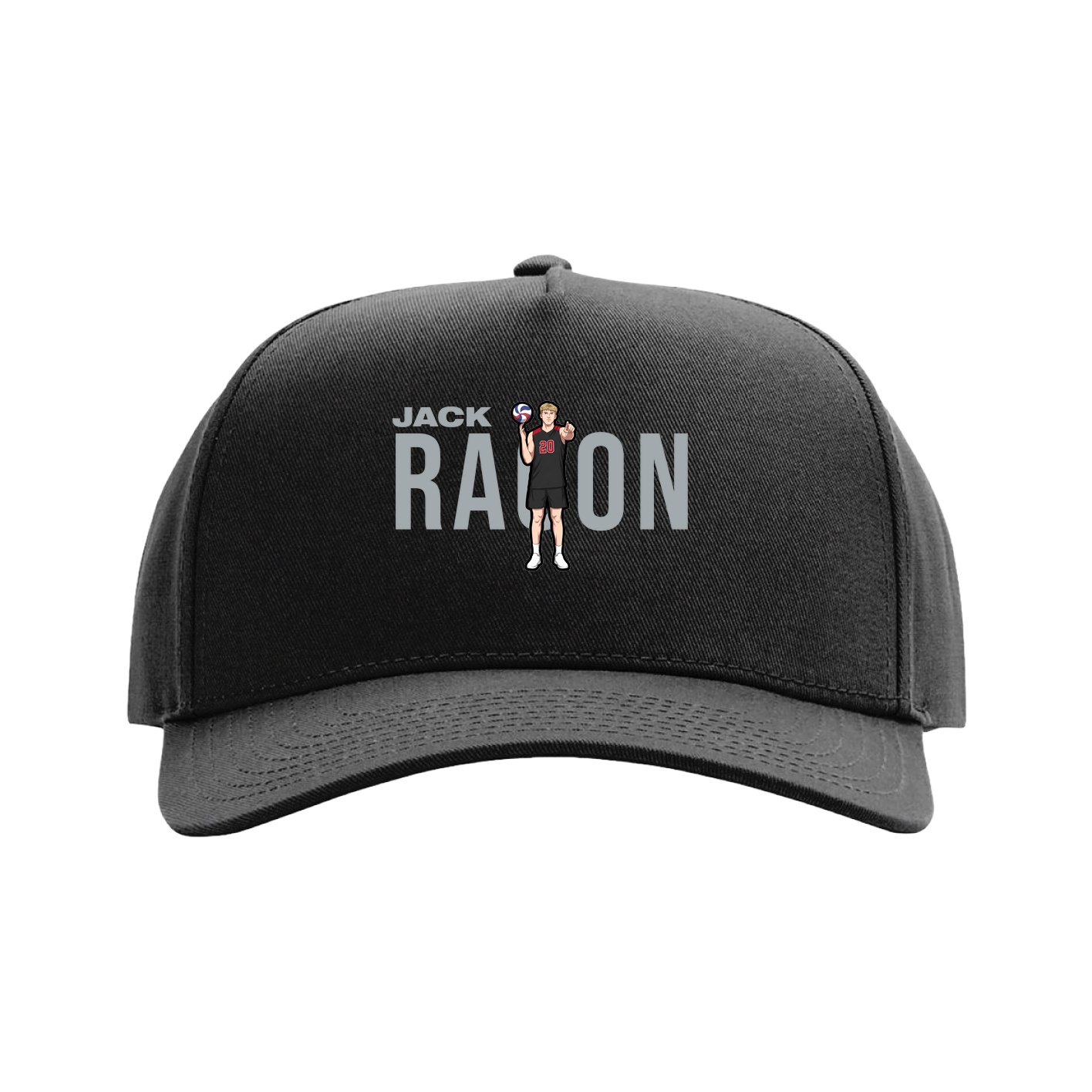 Full Fabric Five-Panel Champ Cap — Player Name in Black