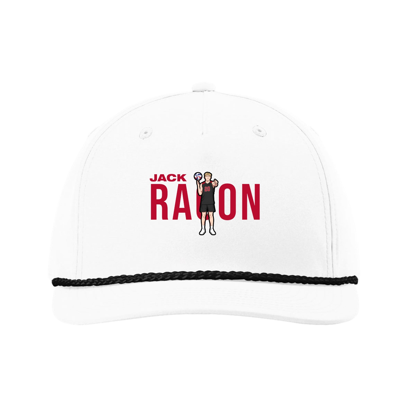 Five-Panel Classic Rope Cap — Player Name in White