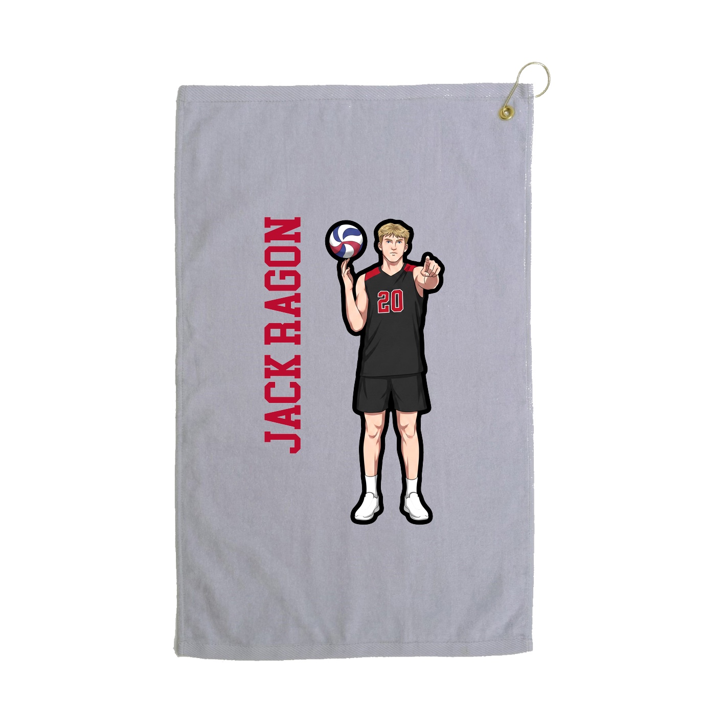 Golf Towel — Name Vertical in Grey