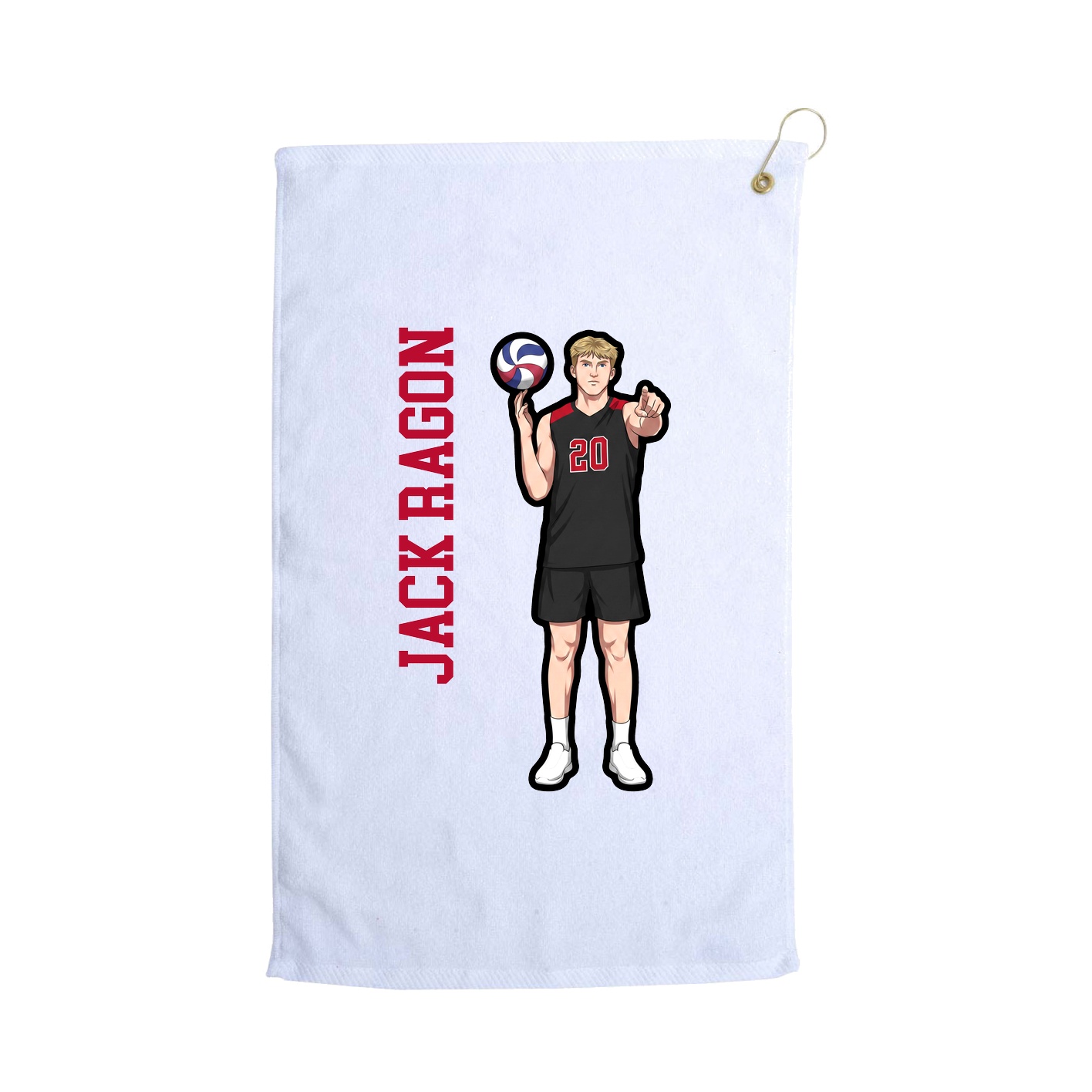 Golf Towel — Name Vertical in White