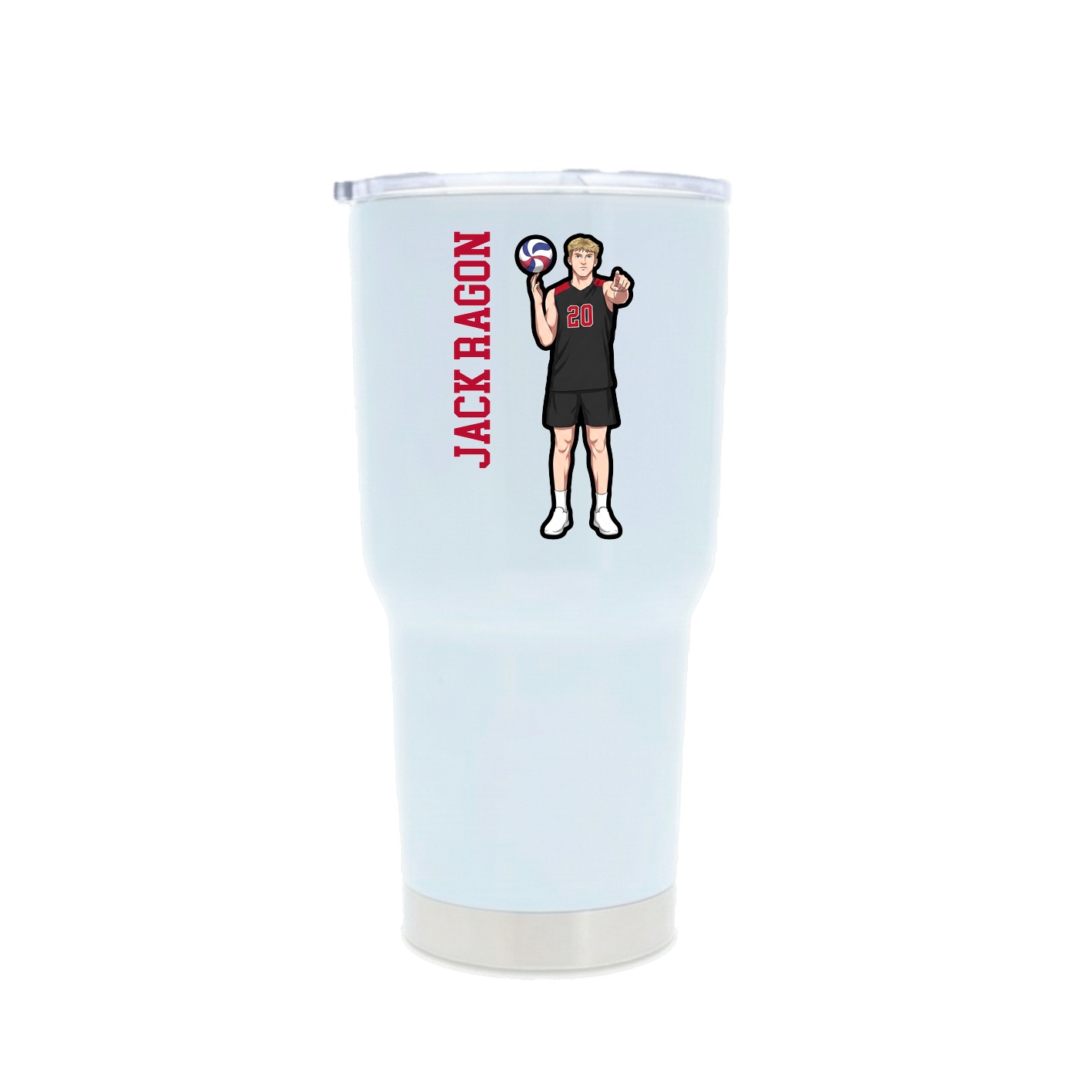 30oz Stainless Steel Tumbler — Name Vertical in White
