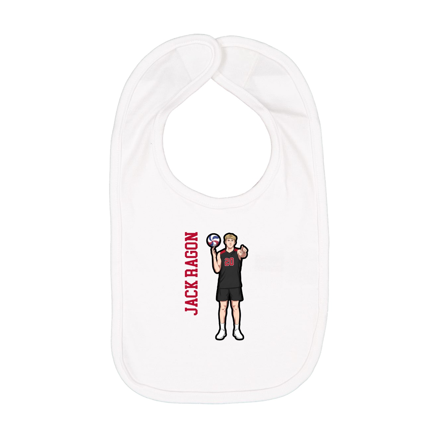 Infant Bib — Name Vertical in White