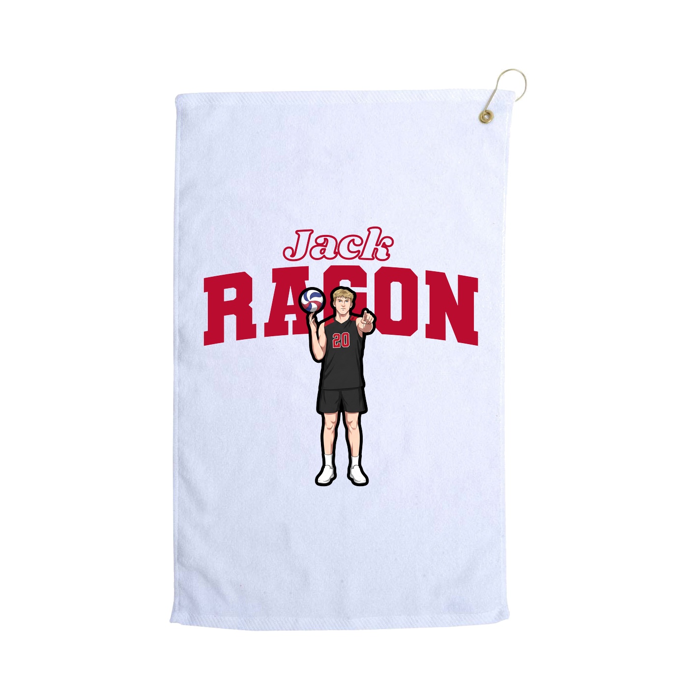 Golf Towel — Name Arch in White