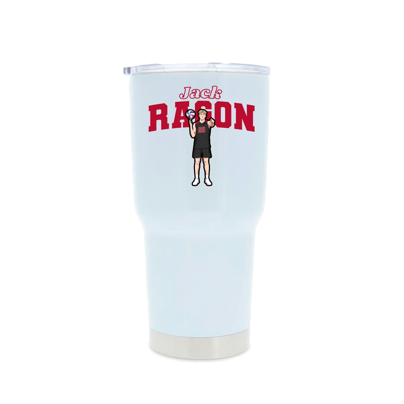 30oz Stainless Steel Tumbler — Name Arch in White