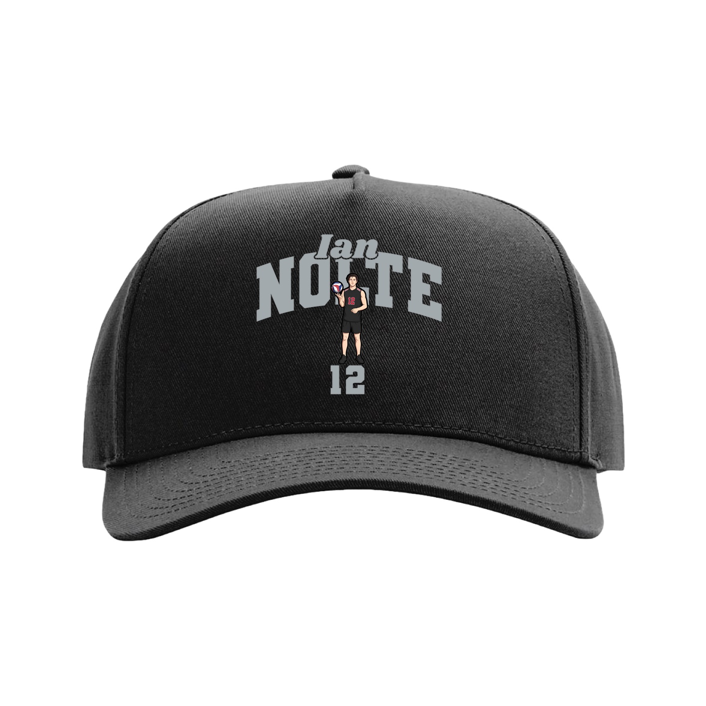 Full Fabric Five-Panel Champ Cap — Signature Arch in Black