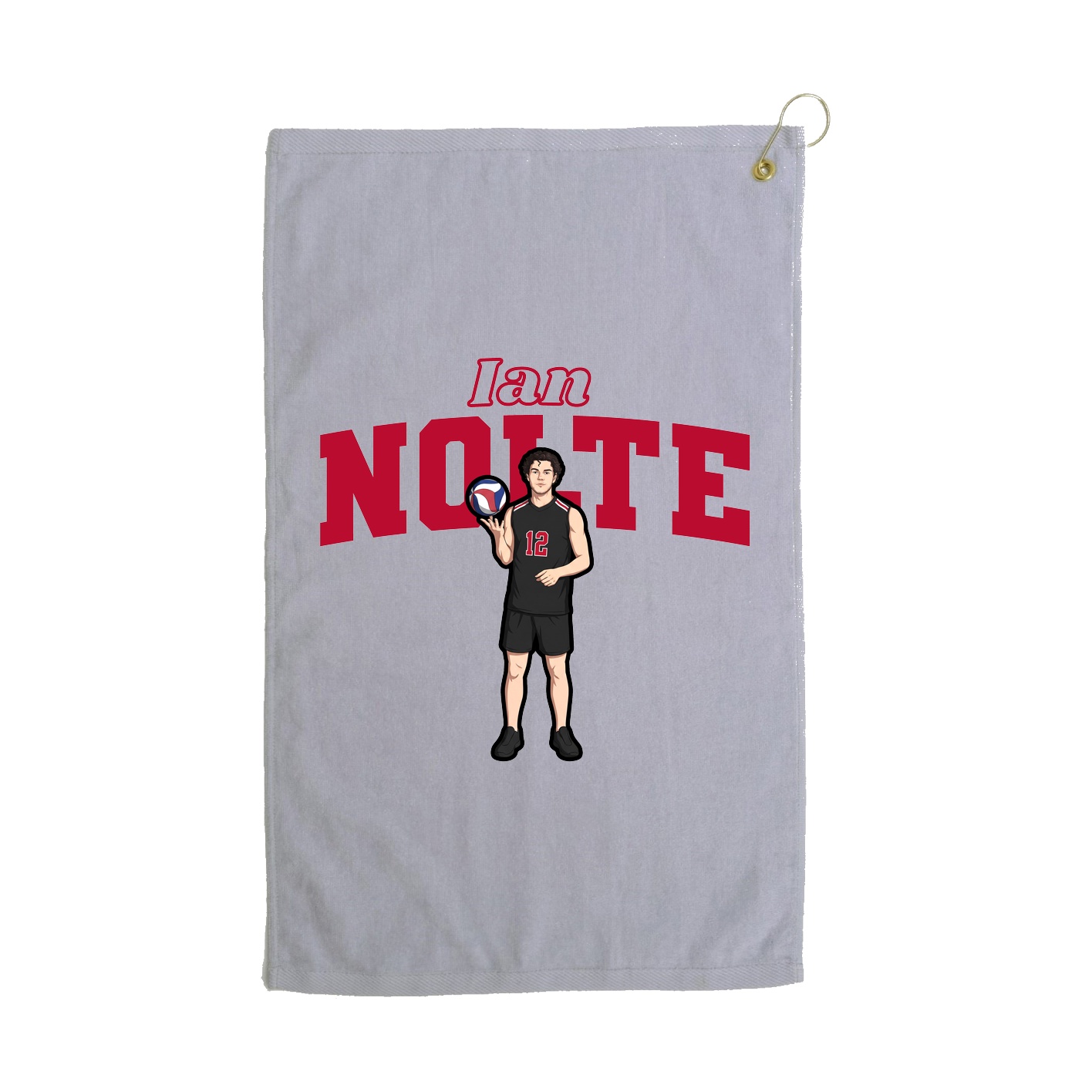 Golf Towel — Name Arch in Grey