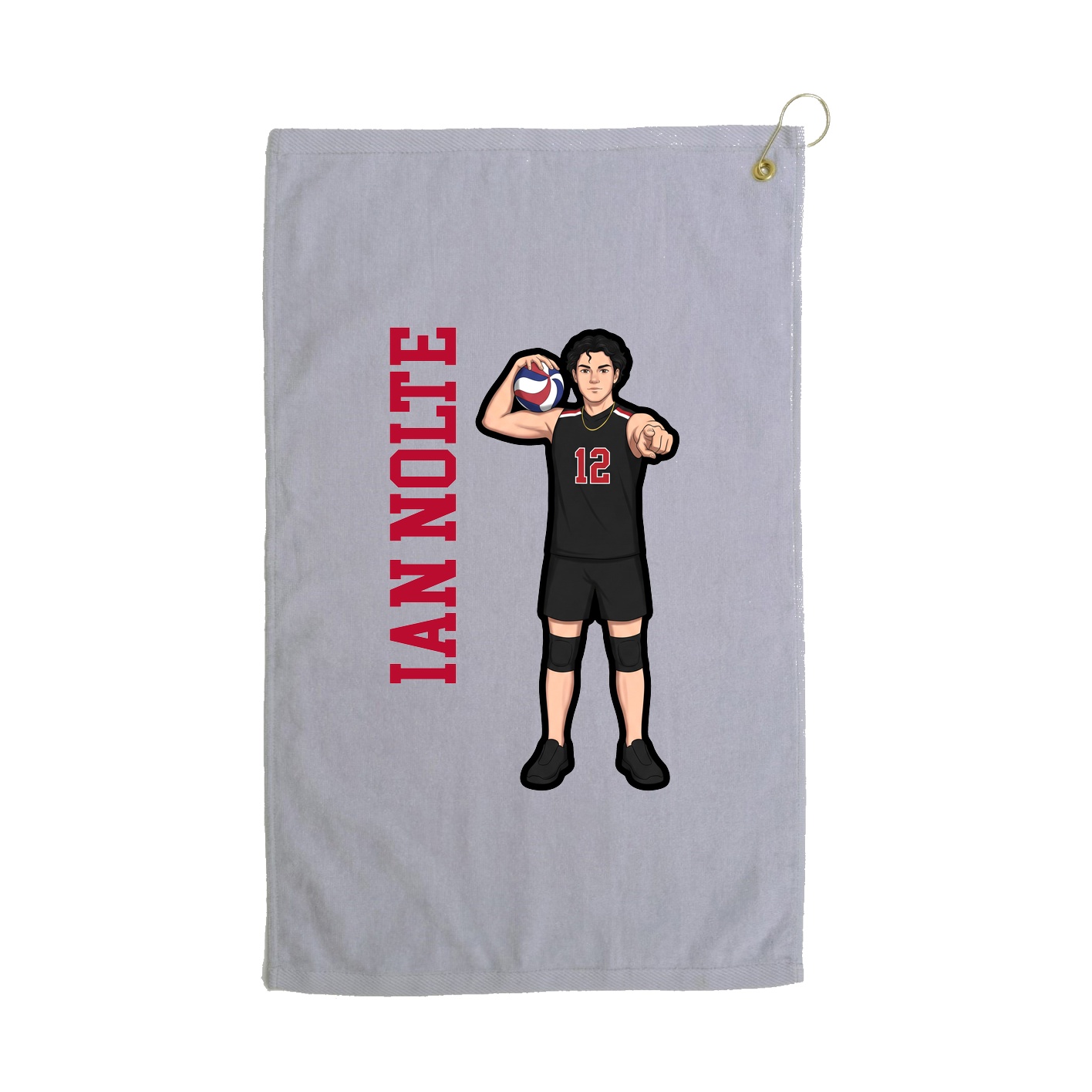 Golf Towel — Name Vertical in Grey
