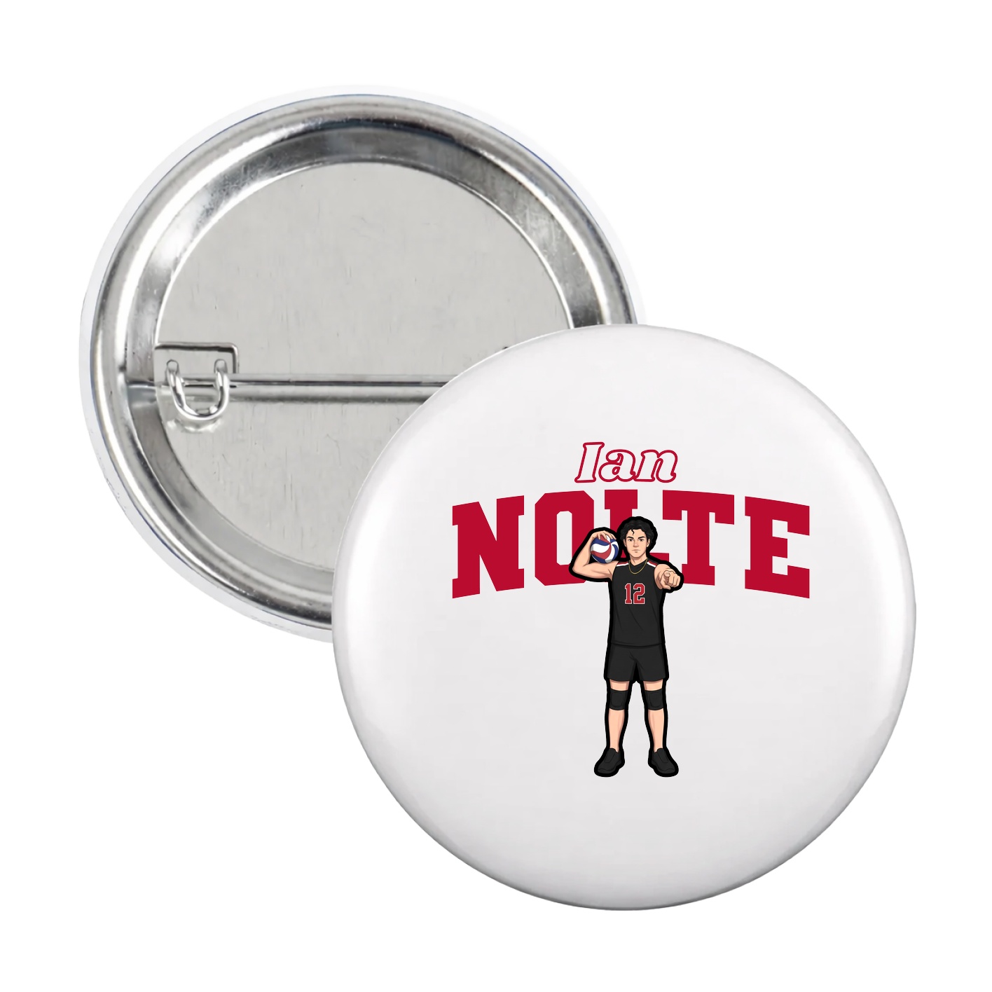 Game Day Button — Name Arch in White