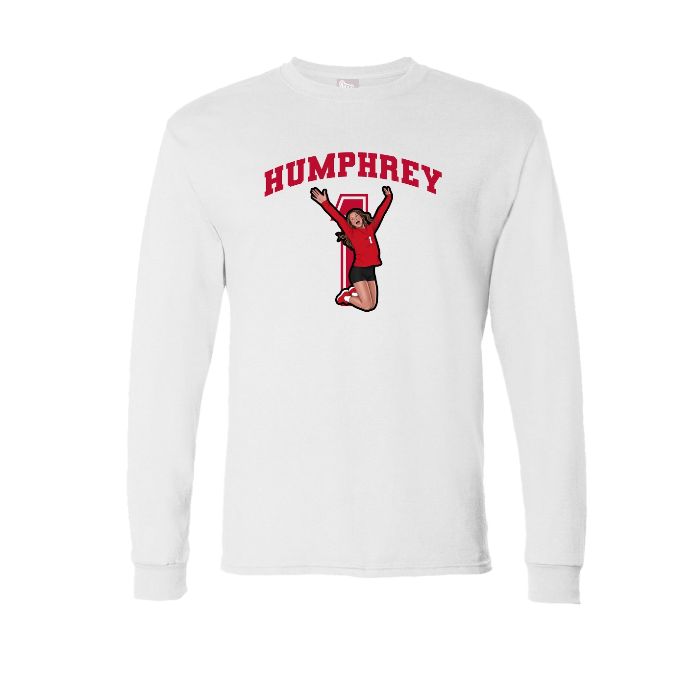 Long Sleeve Tee — Number in White