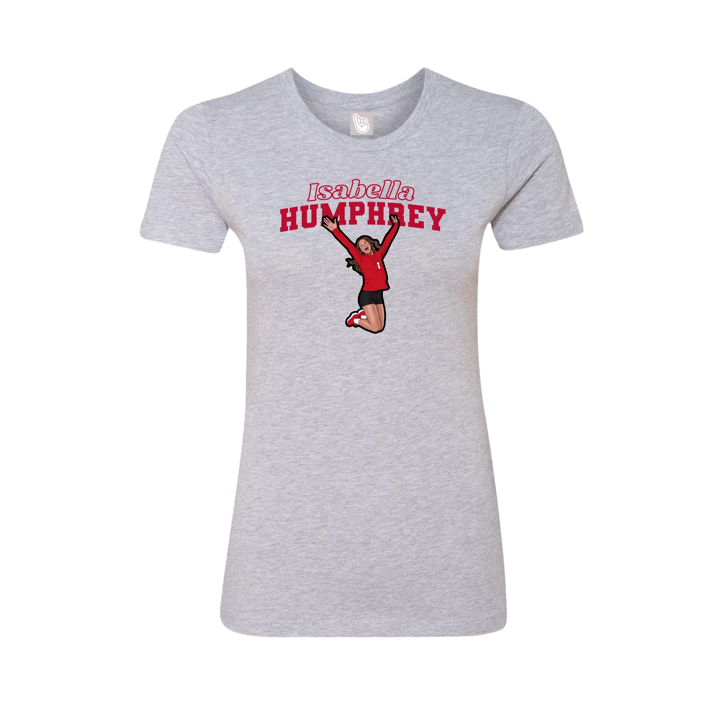 Fitted Women's Tee — Name Arch in Grey