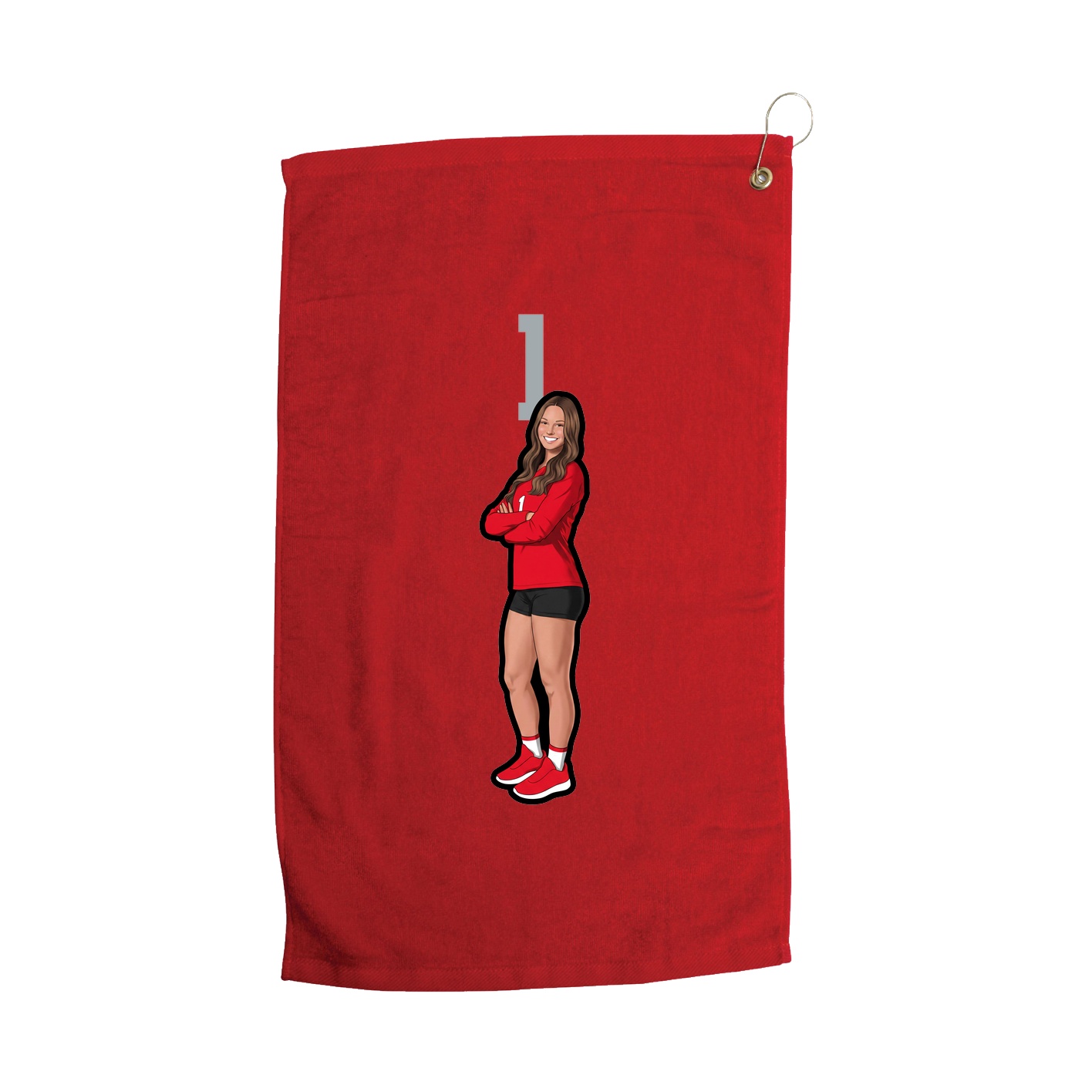 Golf Towel — Number Top in Red