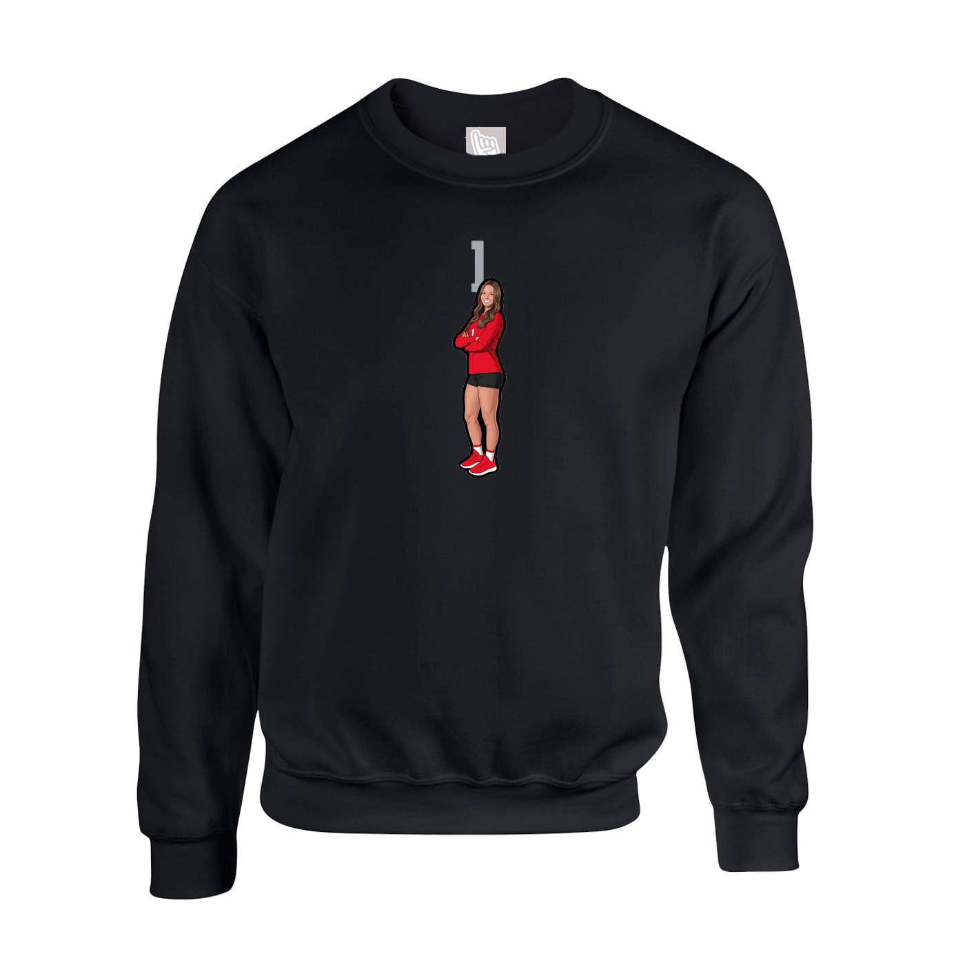 Fleece Crew — Number Top in Black