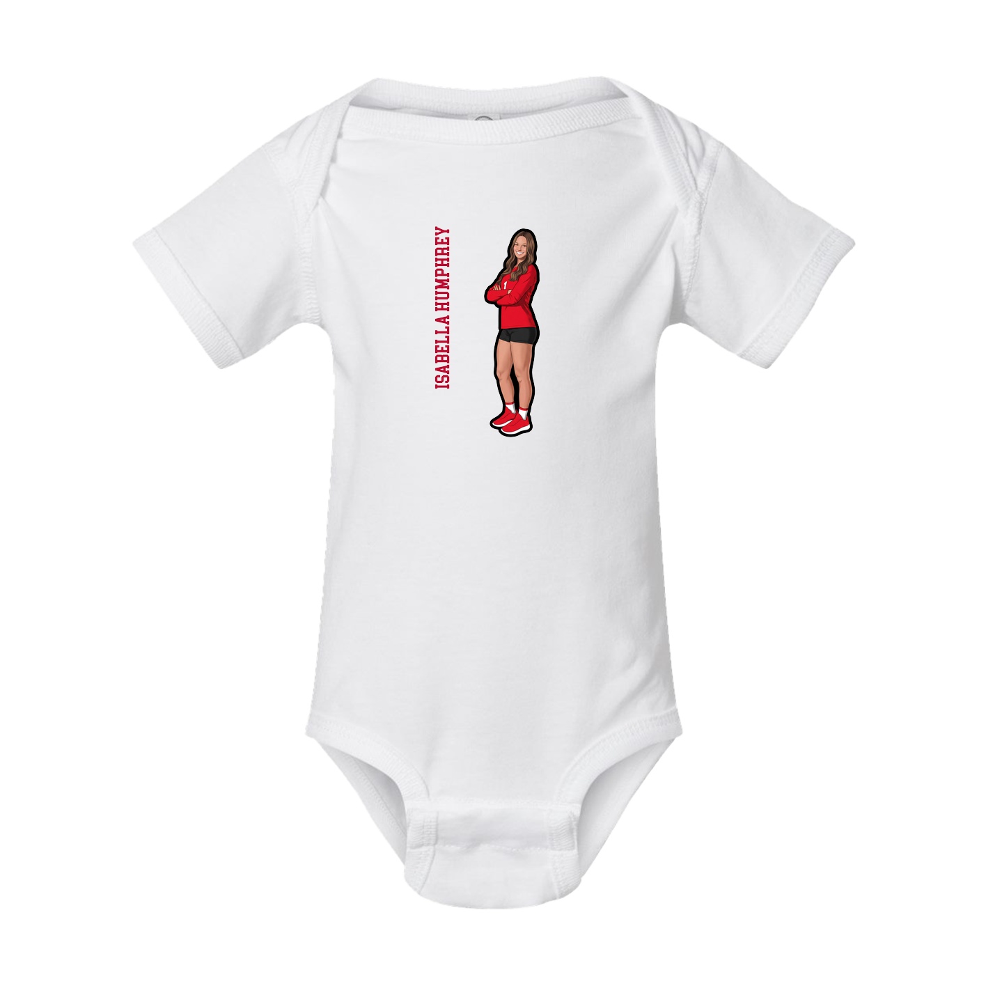 Baby Onesie — Name Vertical in White