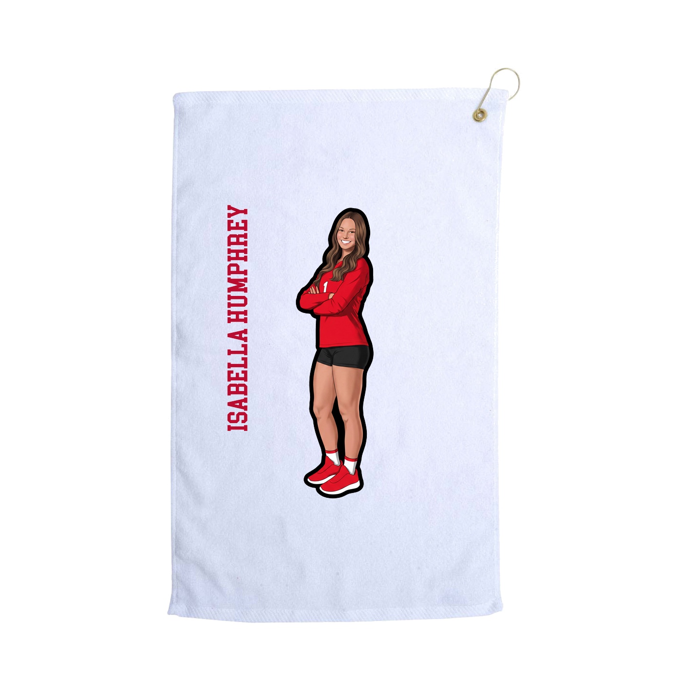 Golf Towel — Name Vertical in White