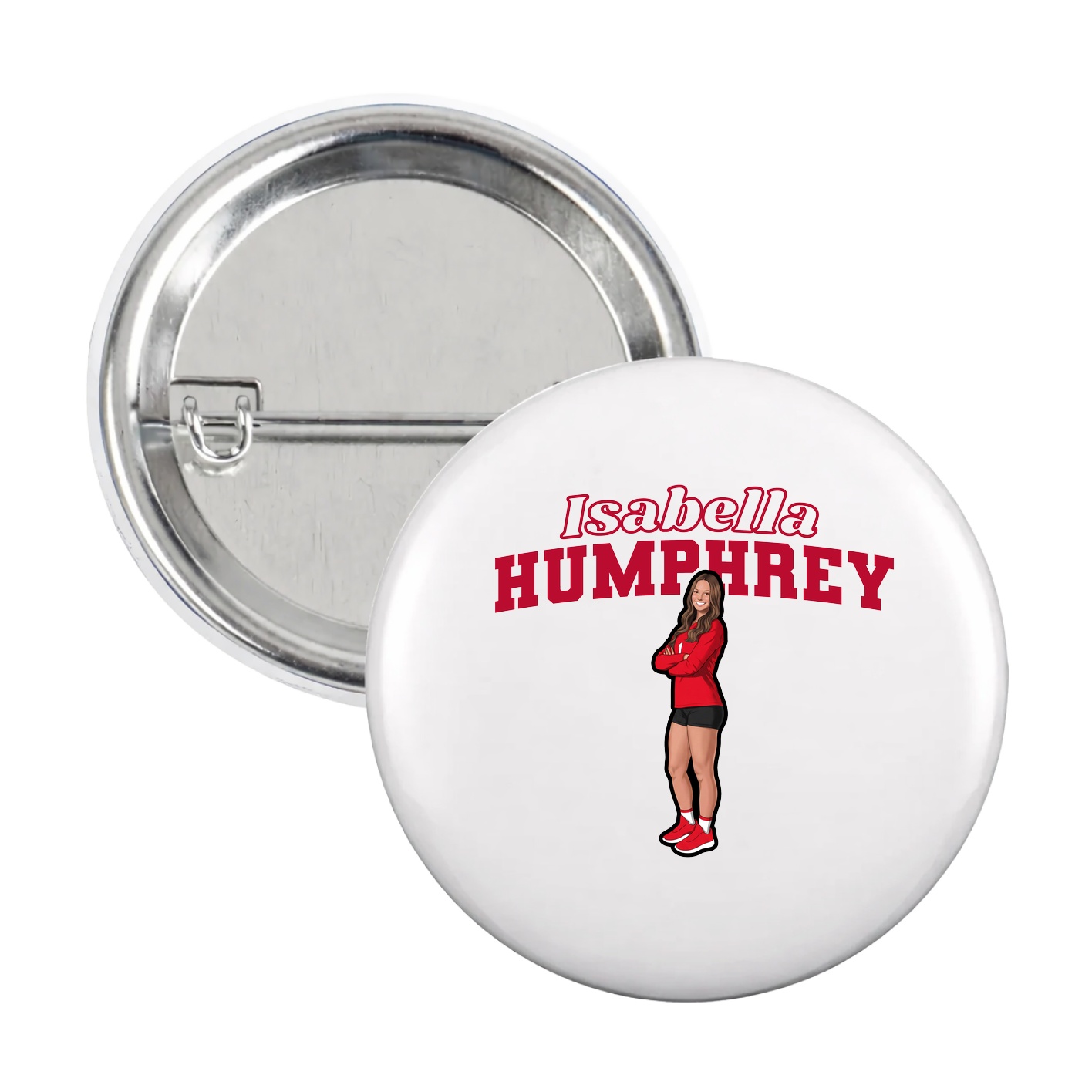 Game Day Button — Name Arch in White