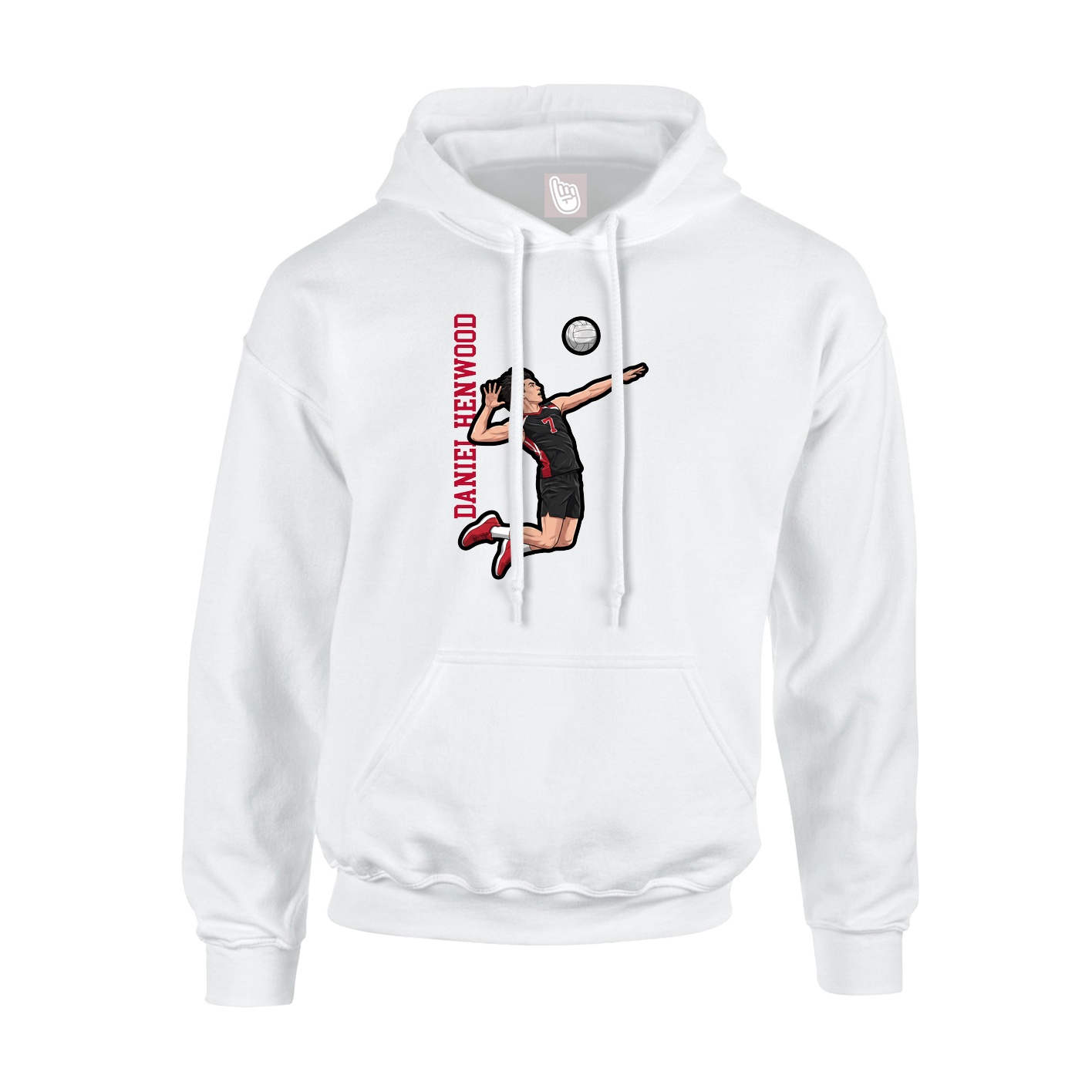Youth Hoodie — Name Vertical in White