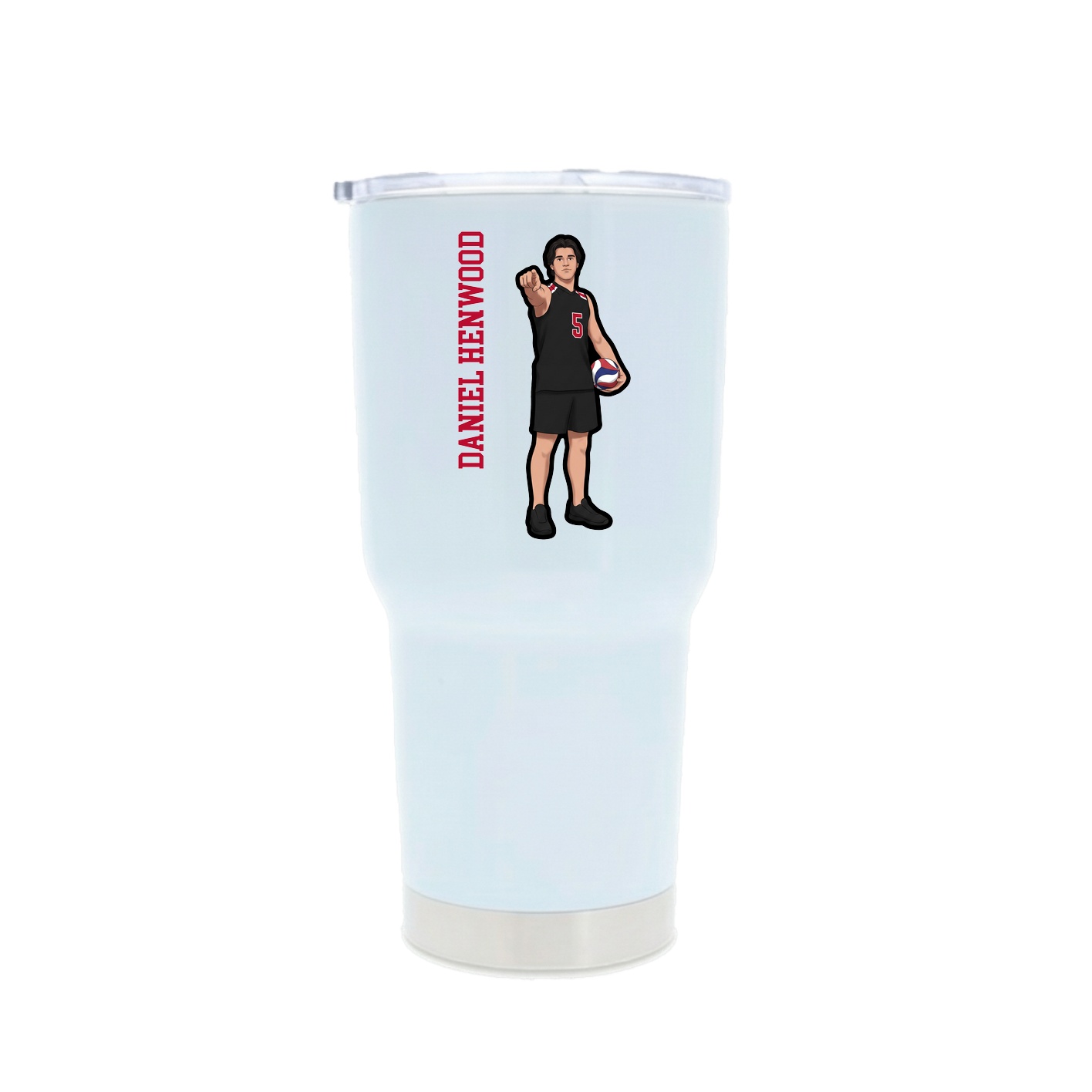 30oz Stainless Steel Tumbler — Name Vertical in White