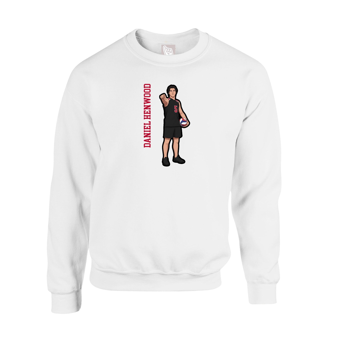 Fleece Crew — Name Vertical in White