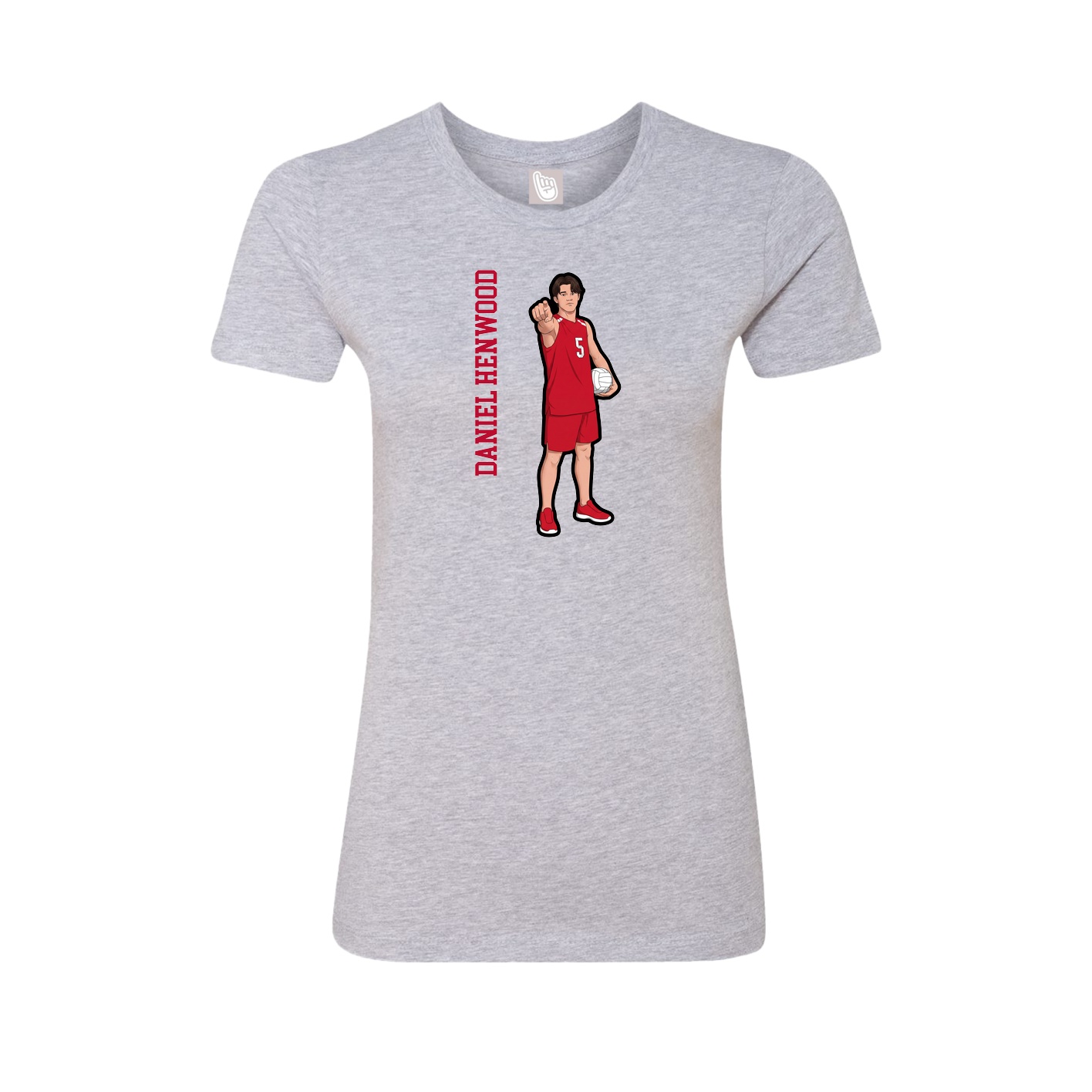 Fitted Women's Tee — Name Vertical in Grey