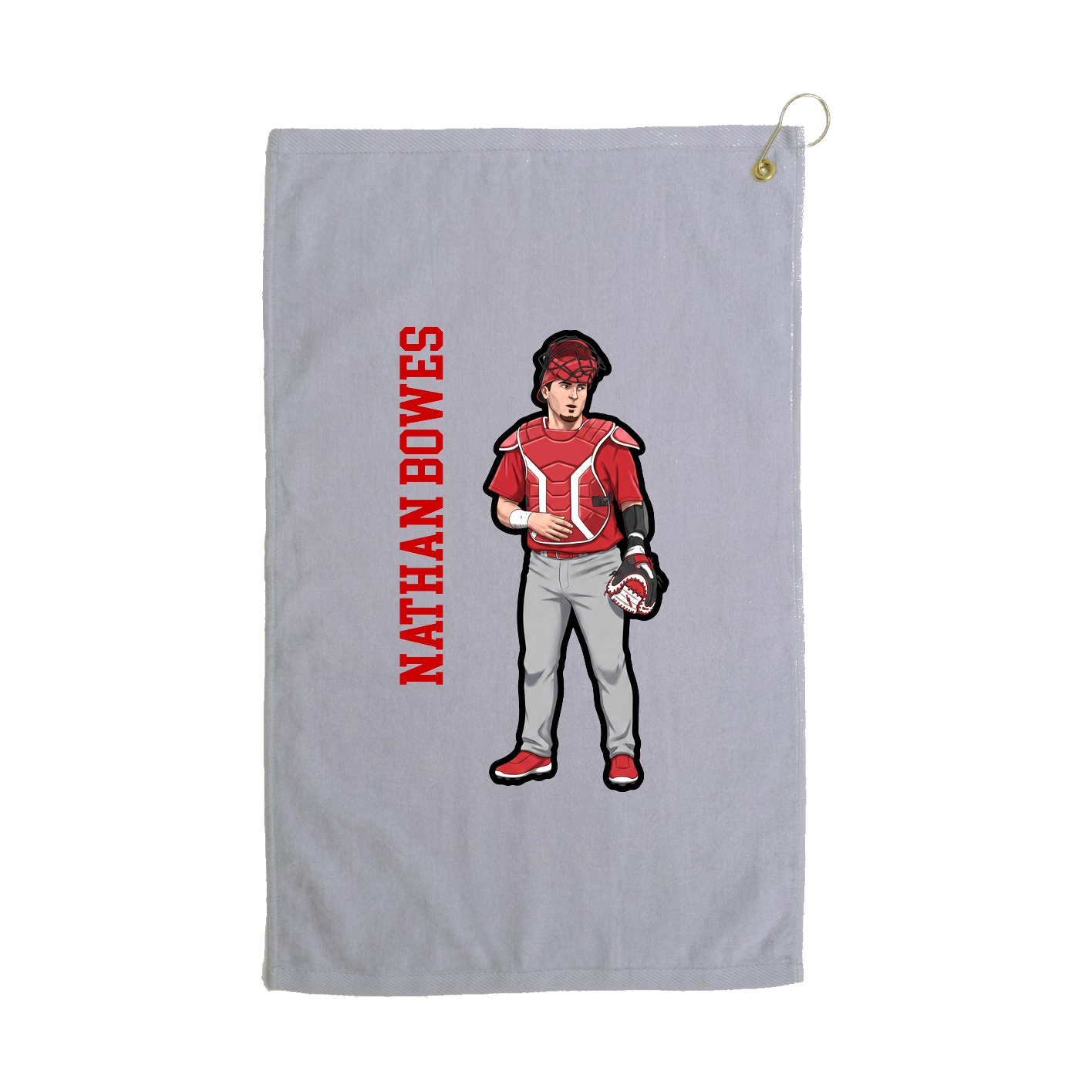 Golf Towel — Name Vertical in Grey