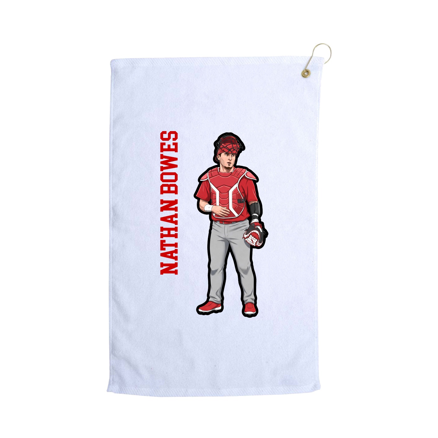Golf Towel — Name Vertical in White