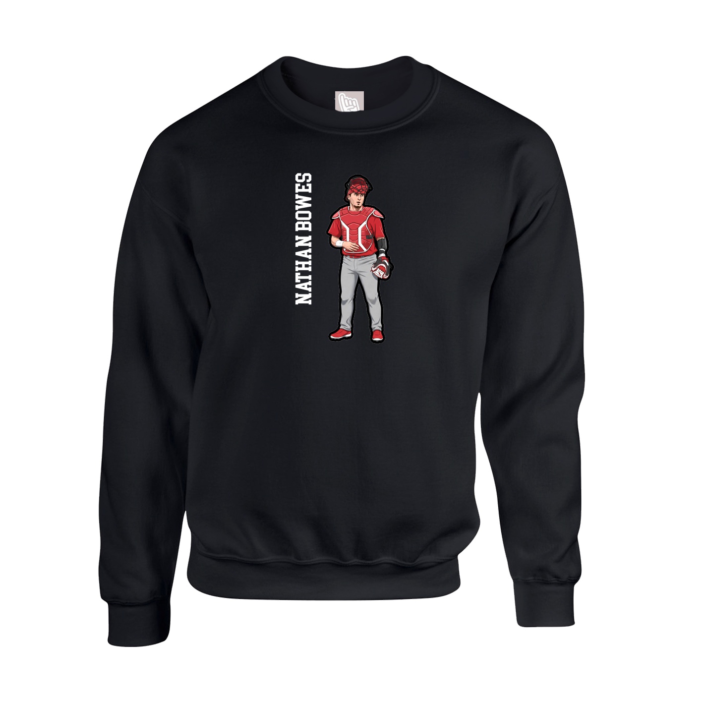 Fleece Crew — Name Vertical in Black