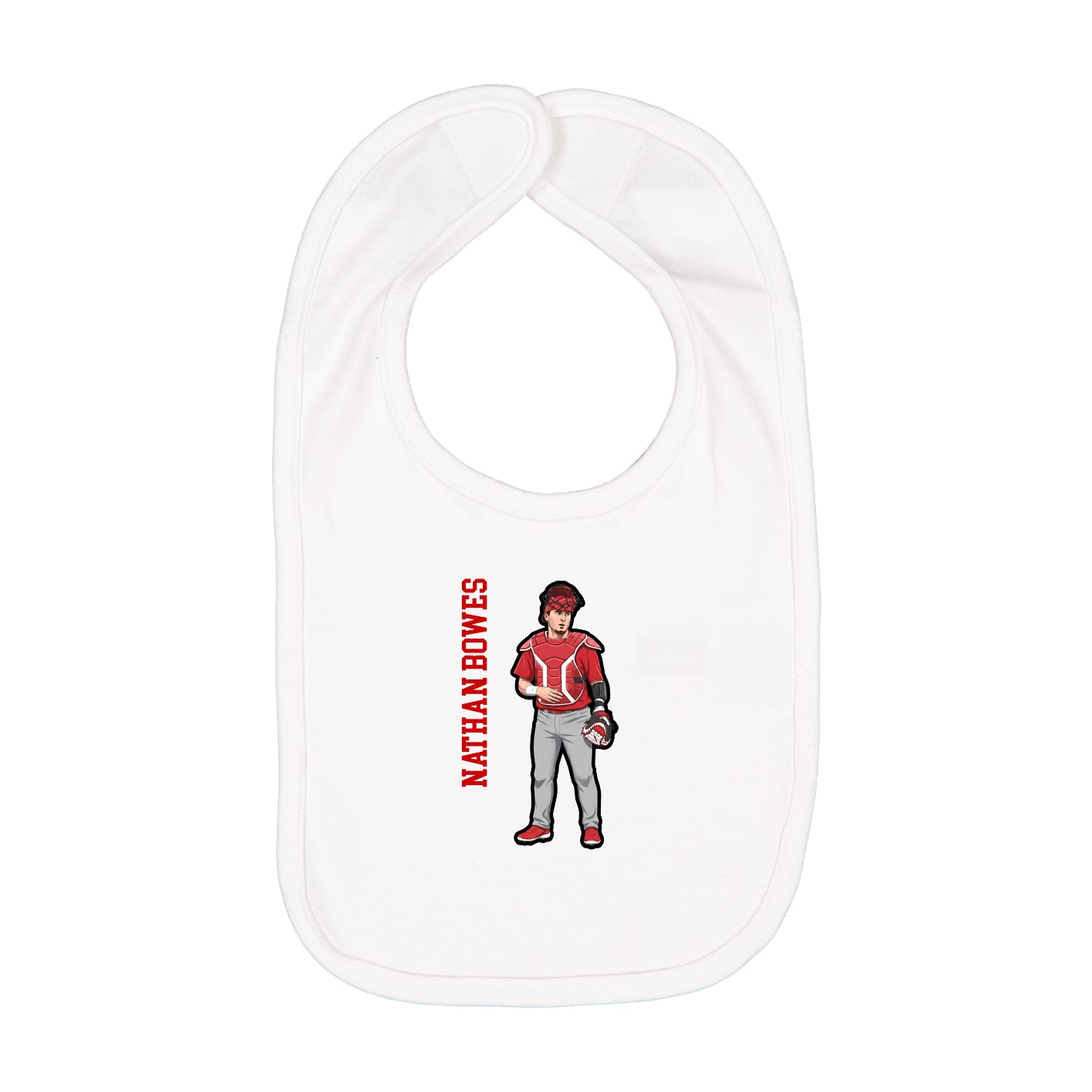 Infant Bib — Name Vertical in White