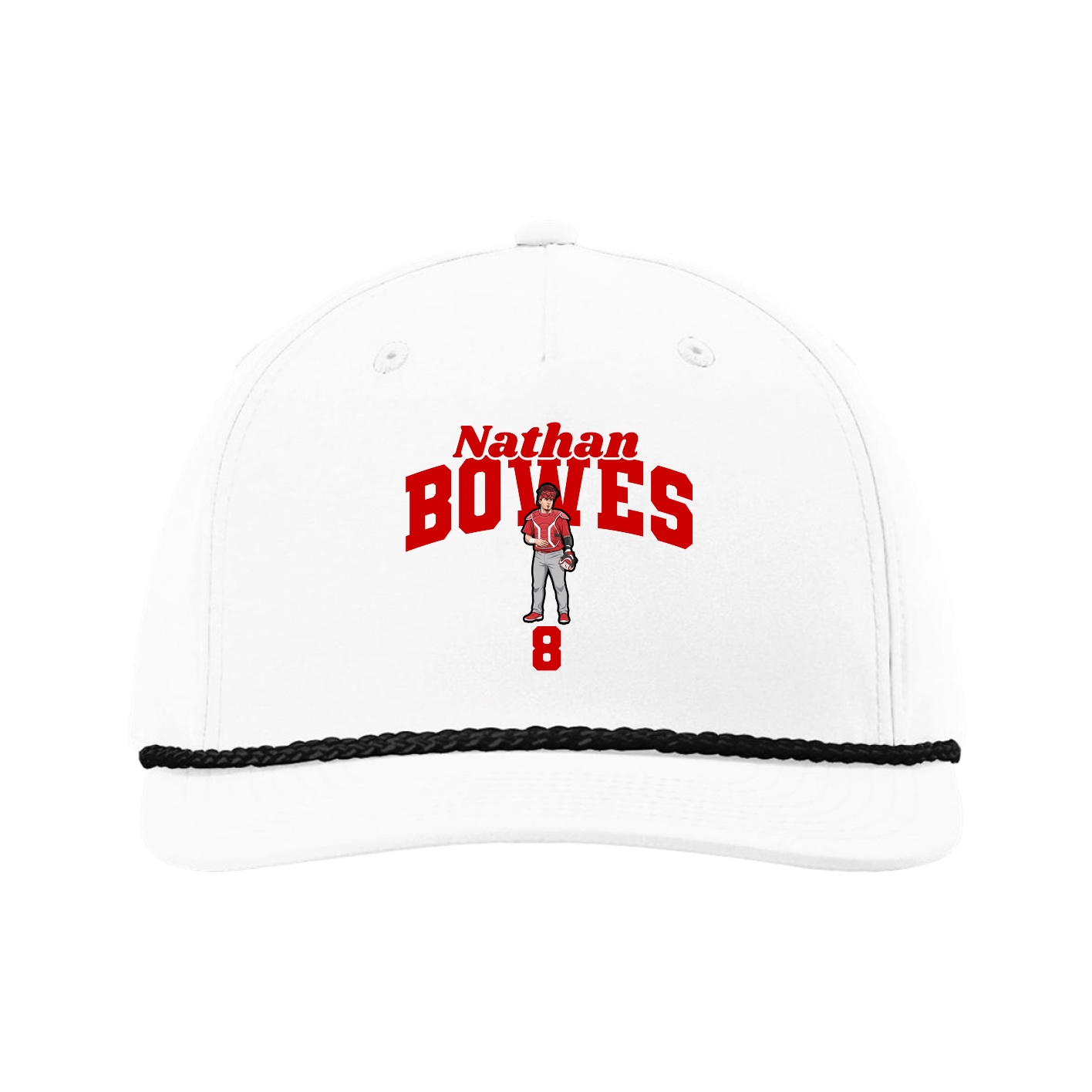 Five-Panel Classic Rope Cap — Signature Arch in White