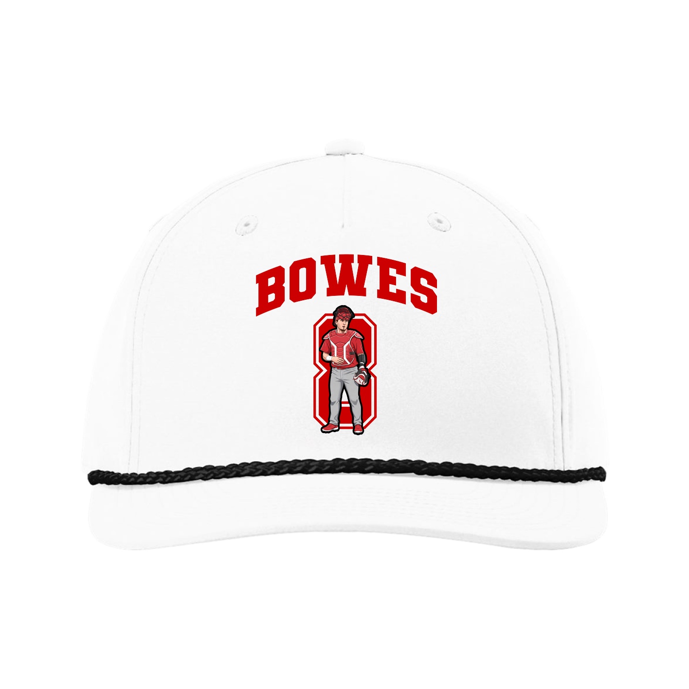 Five-Panel Classic Rope Cap — Number in White