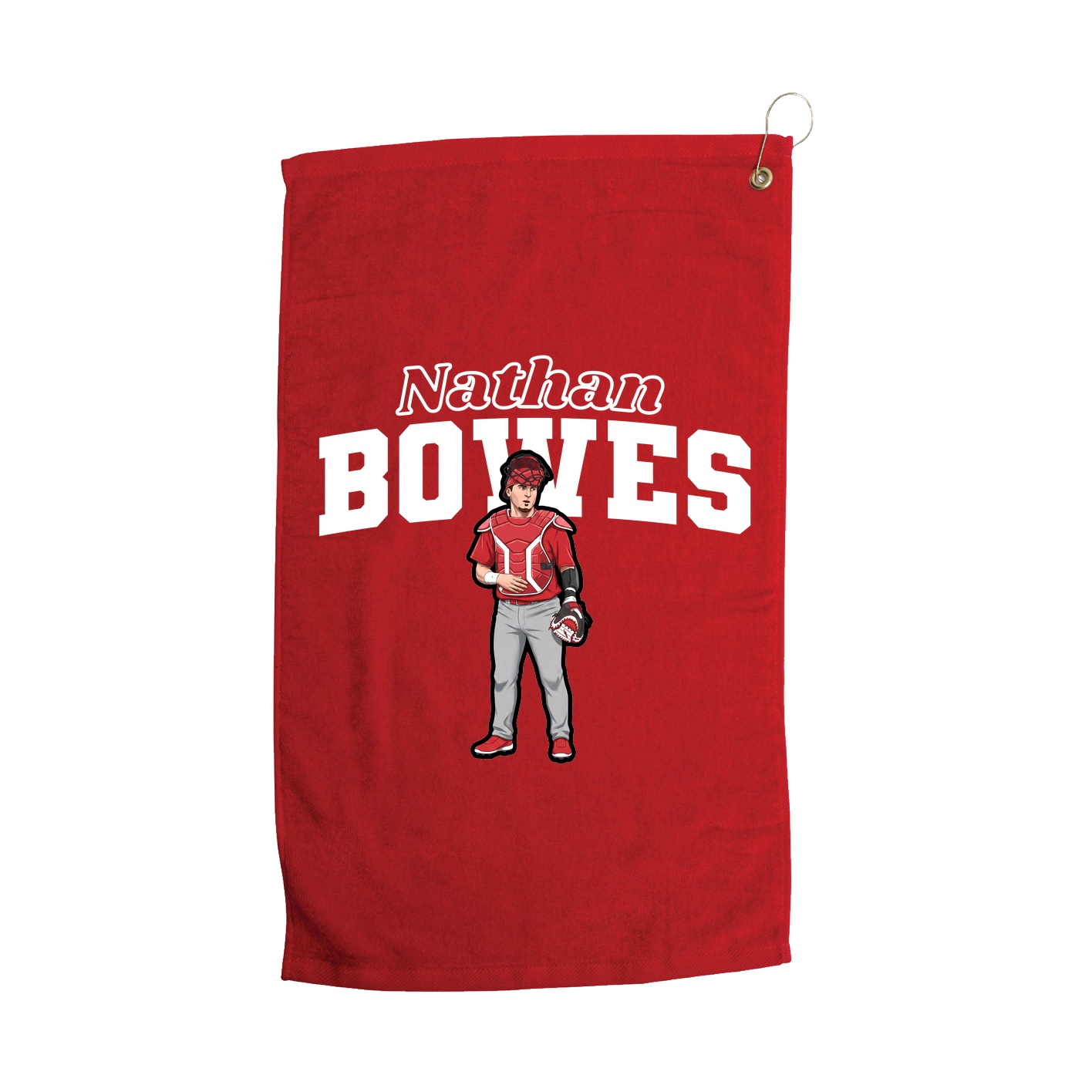 Golf Towel — Name Arch in Red