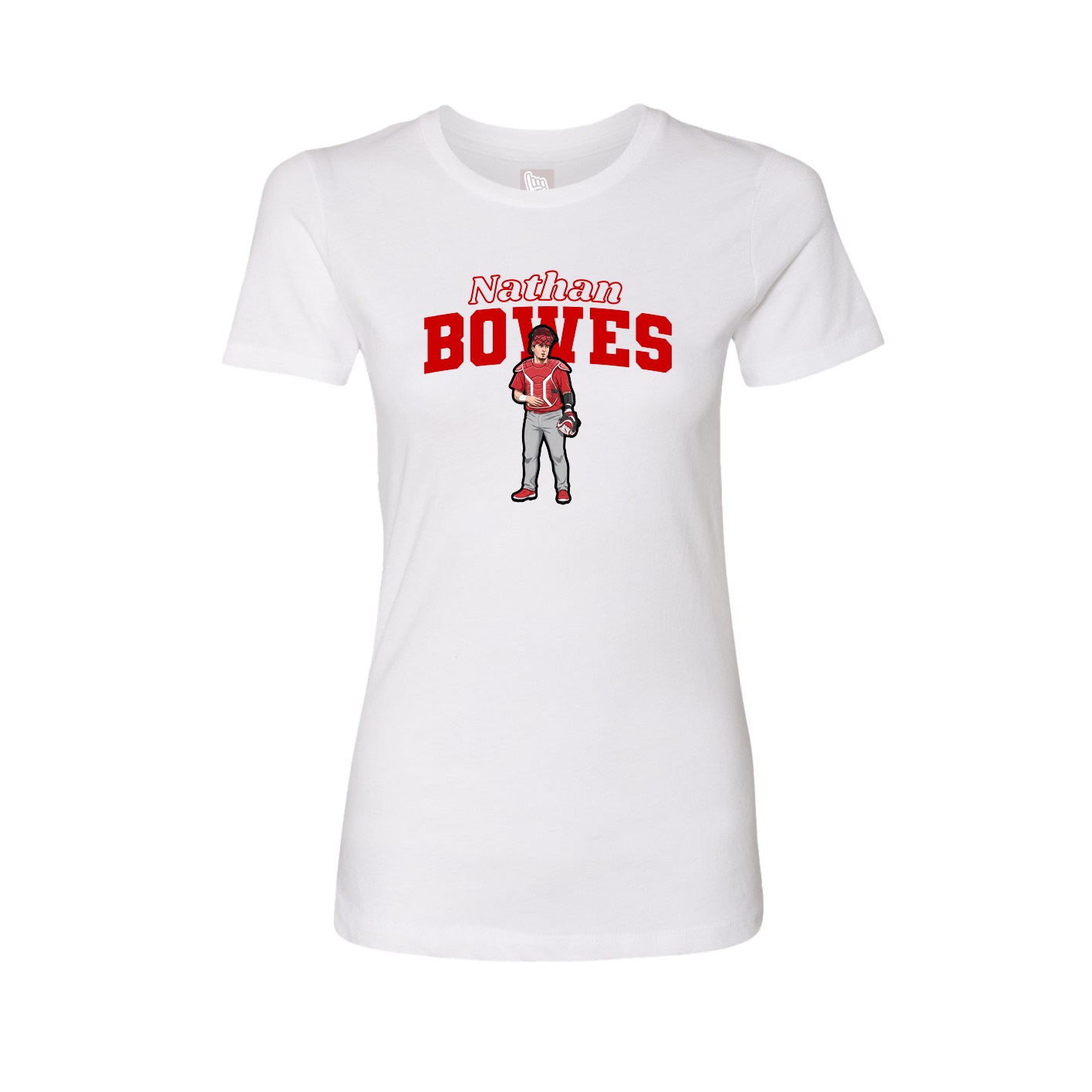 Womens Tee — Name Arch in White