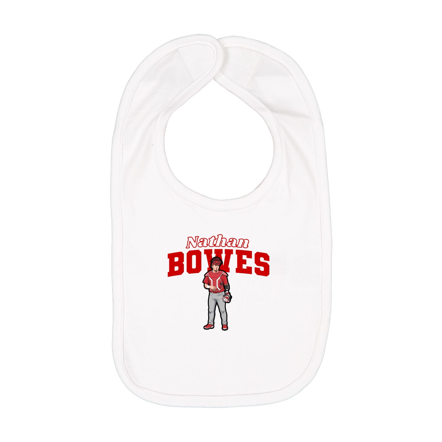 Infant Bib — Name Arch in White