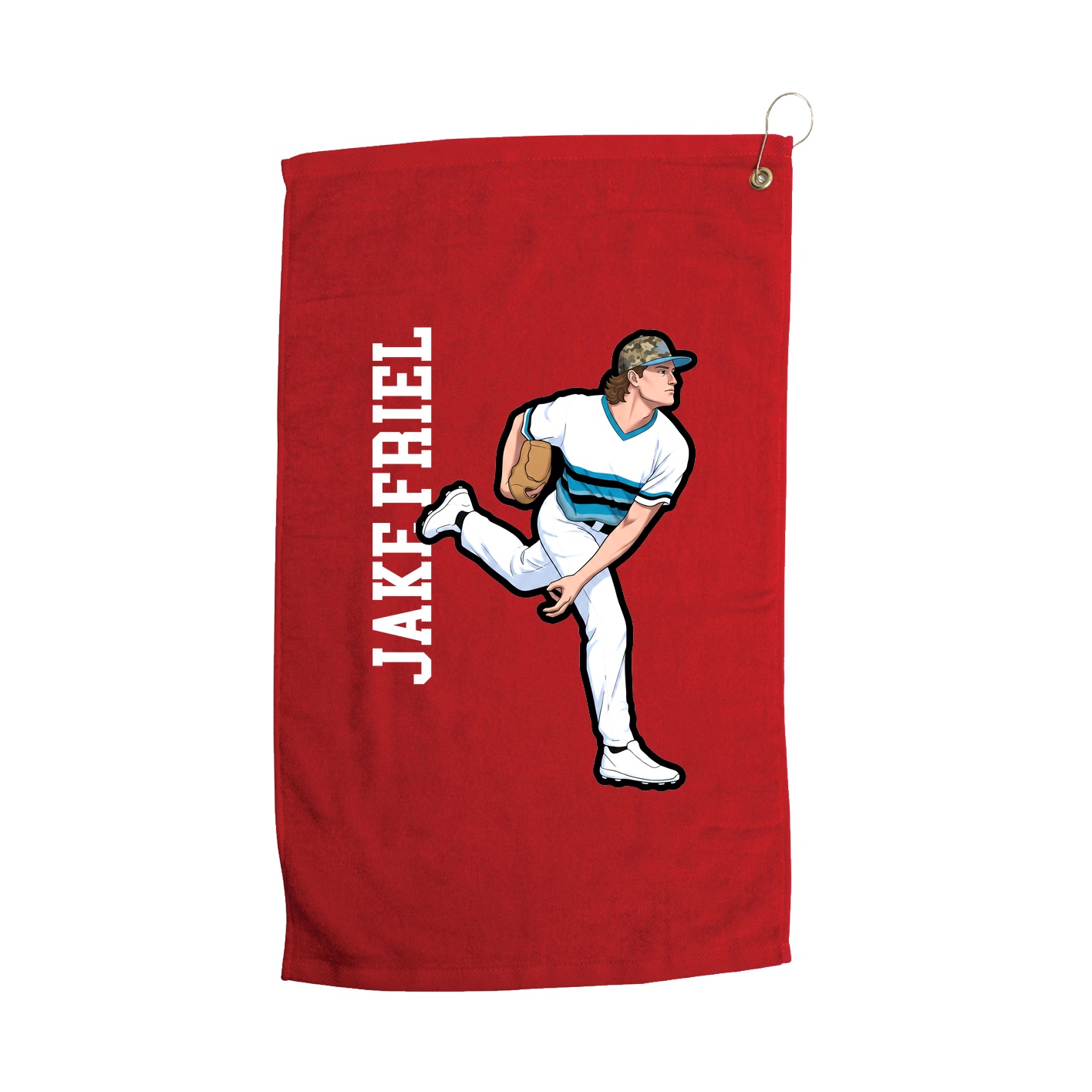 Golf Towel — Name Vertical in Red