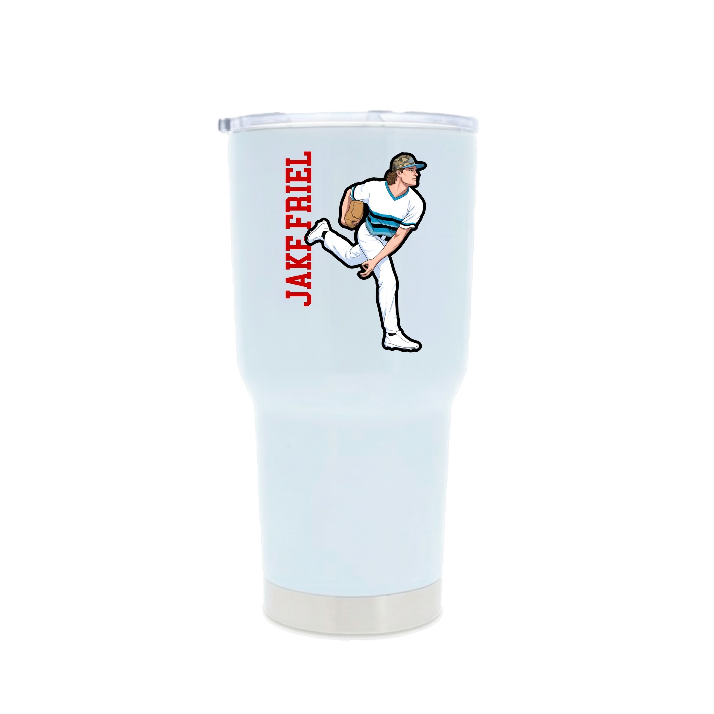30oz Stainless Steel Tumbler — Name Vertical in White