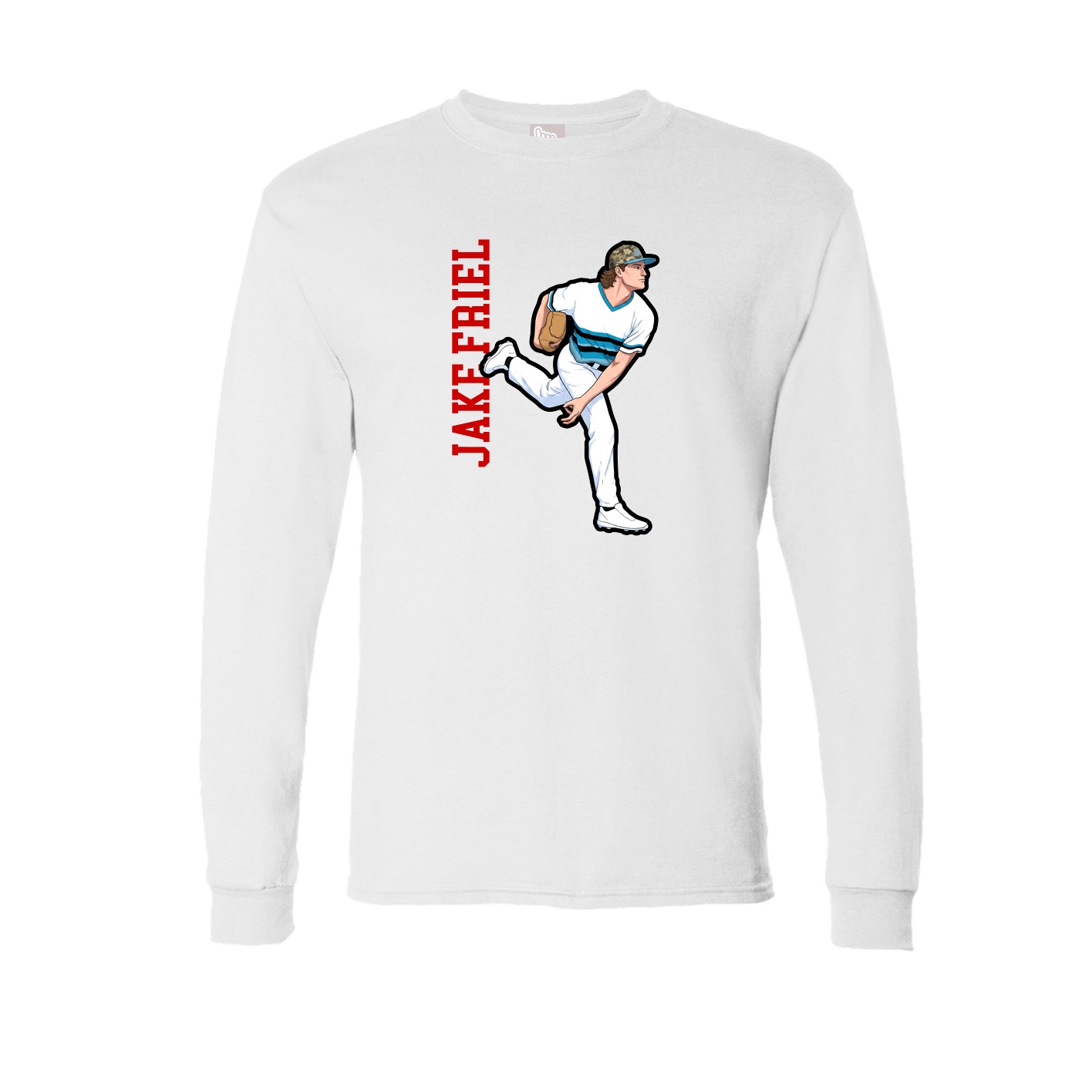 Long Sleeve Tee — Name Vertical in White