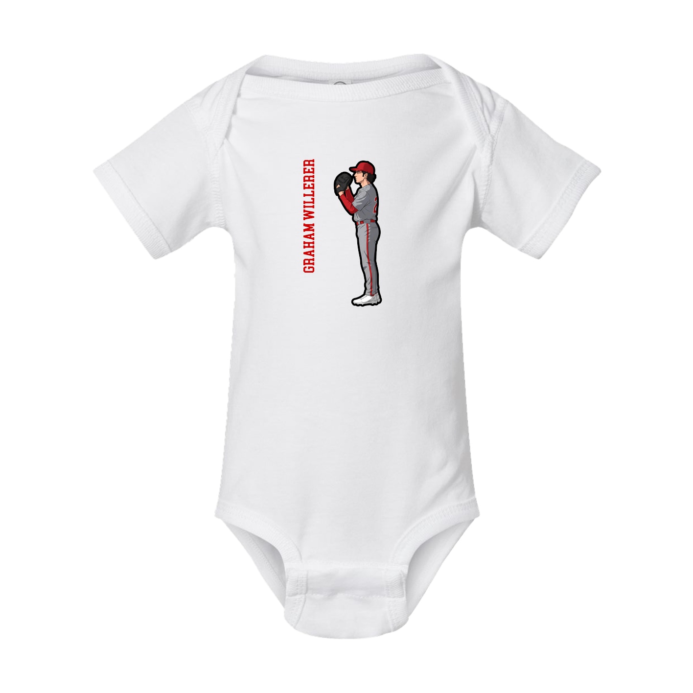Baby Onesie — Name Vertical in White