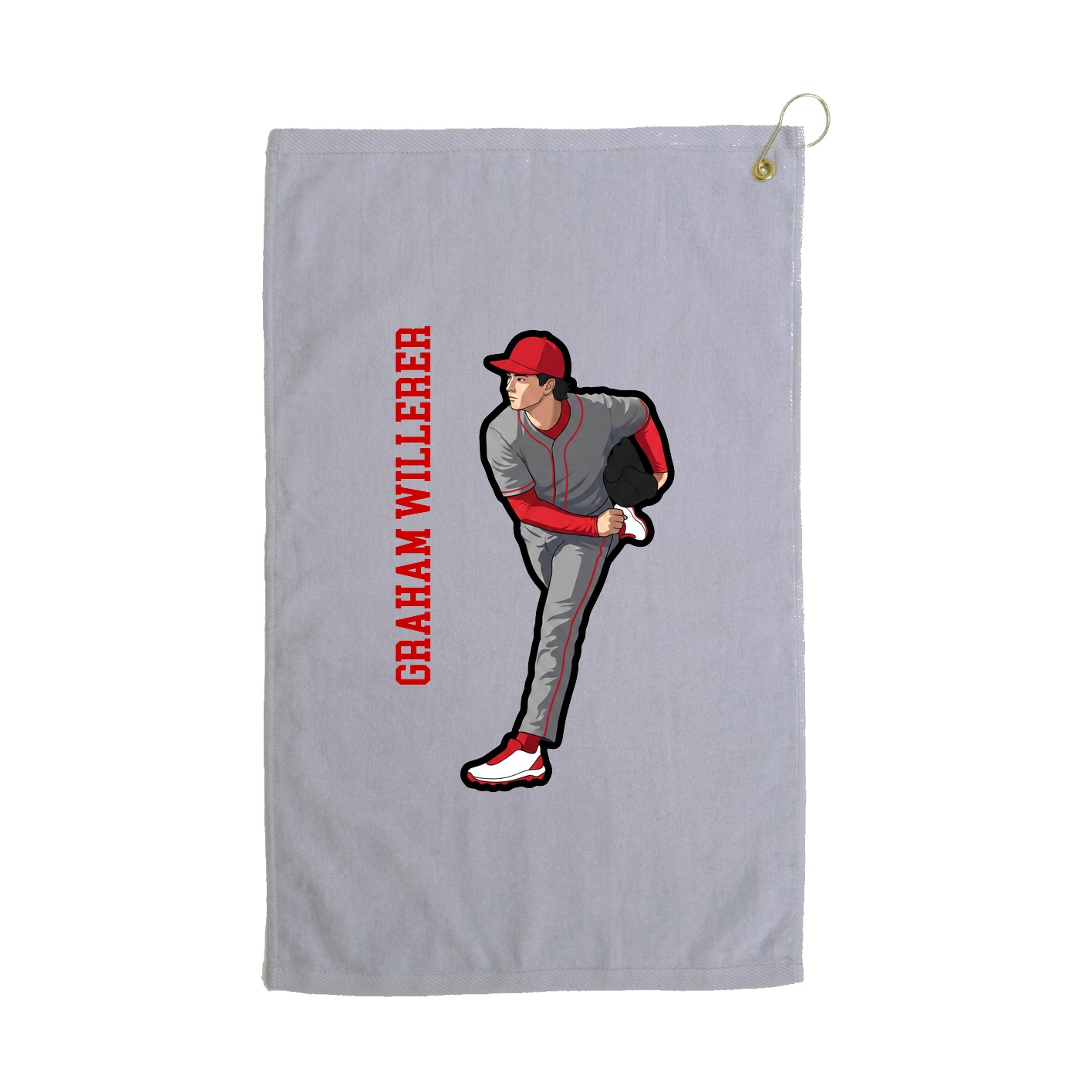 Golf Towel — Name Vertical in Grey