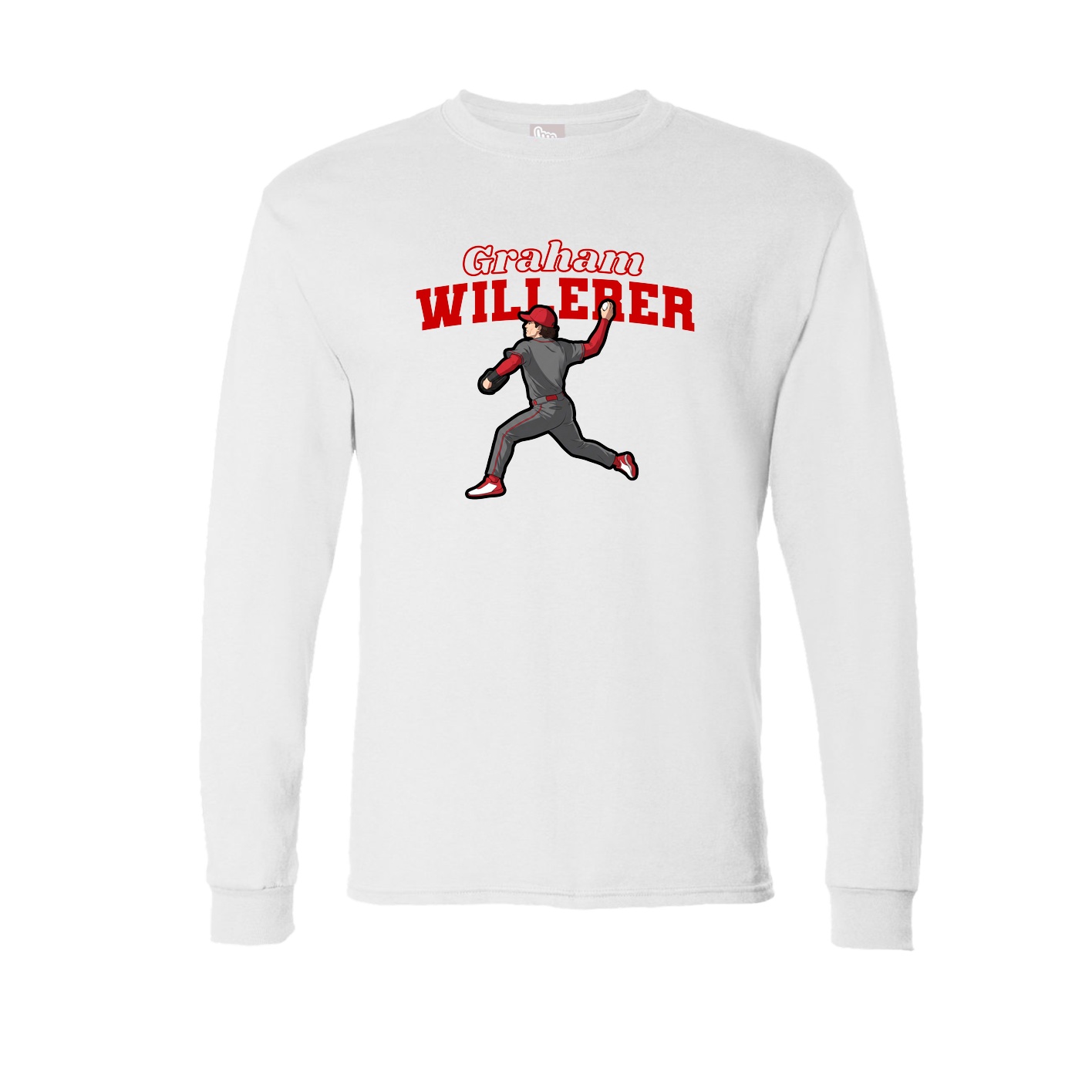 Long Sleeve Tee — Name Arch in White