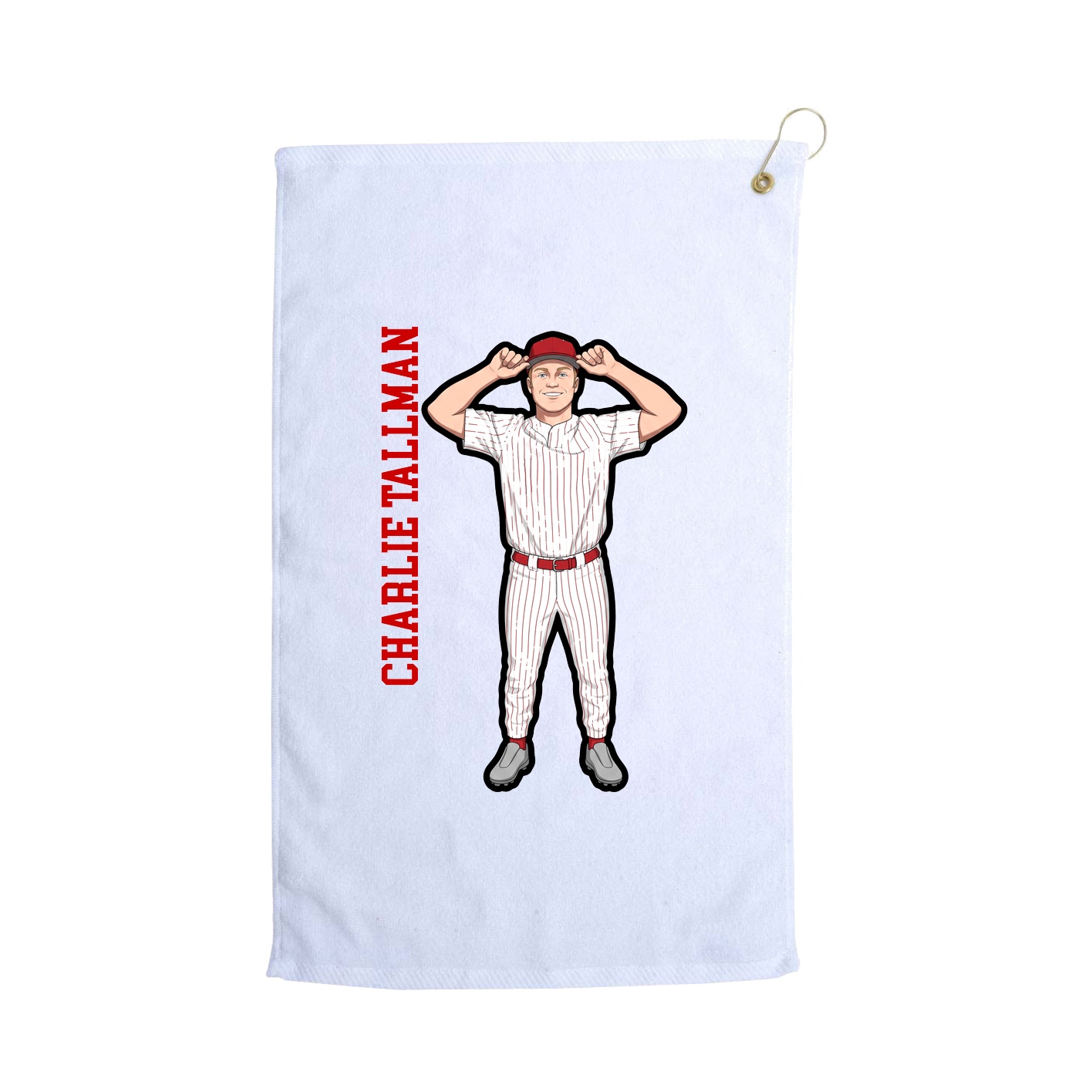 Golf Towel — Name Vertical in White