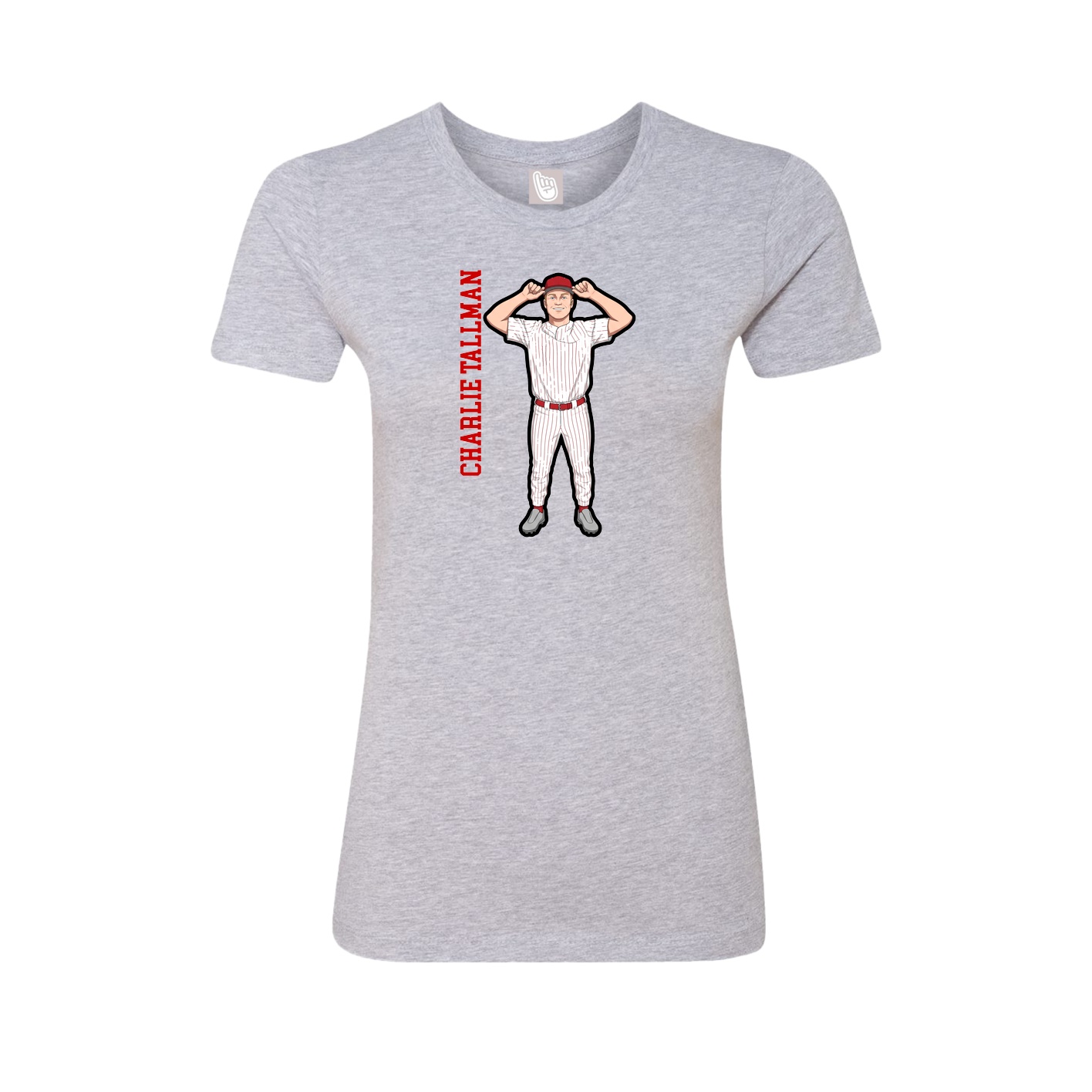 Fitted Women's Tee — Name Vertical in Grey